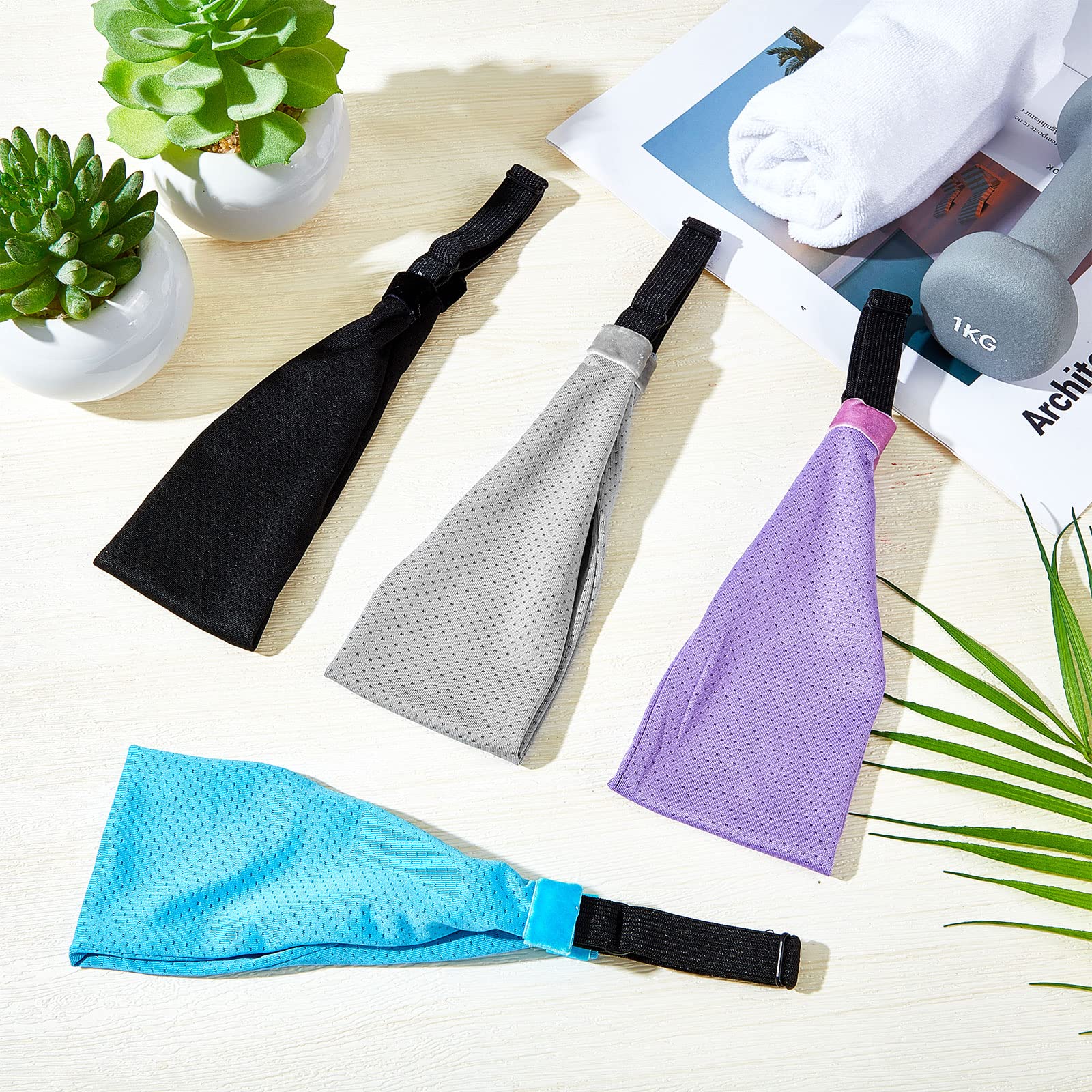 Yunlly 4 Pack Adjustable Sports Headbands for Women - Non-Slip Workout Sweatbands, Breathable Mesh Hair Bands for Running, Yoga, Soccer & Exercise - Perfect for Gym, Fitness & Active Lifestyle