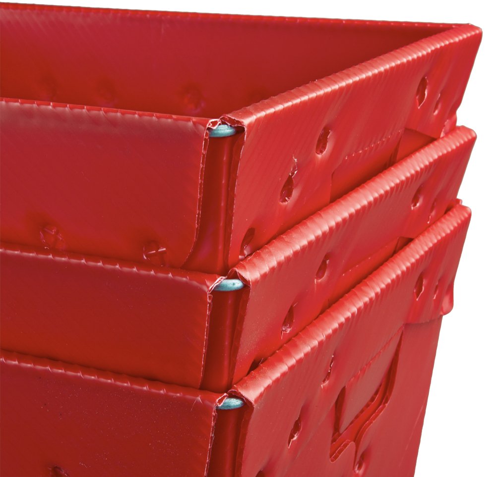 Heavy-Duty Red Plastic Storage Bins - 3-Pack Stackable Storage Containers for Home & Office Organization - 80 lbs Capacity (23
