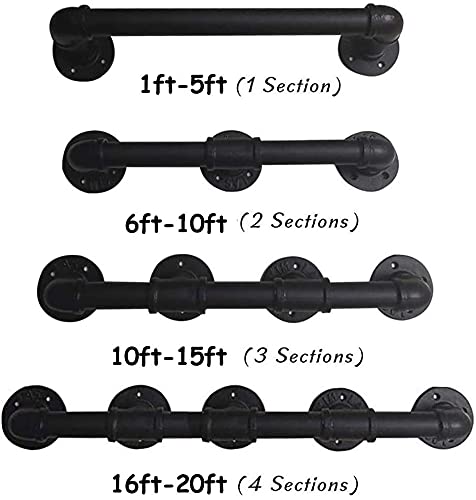 YUDE 11ft Industrial Style Stair Railing - Galvanized Iron Forged Pipe, Anti-Slip Interior Handrail for Garden, Bar, Stairs - Perfect for Home, Commercial & Outdoor Safety Use
