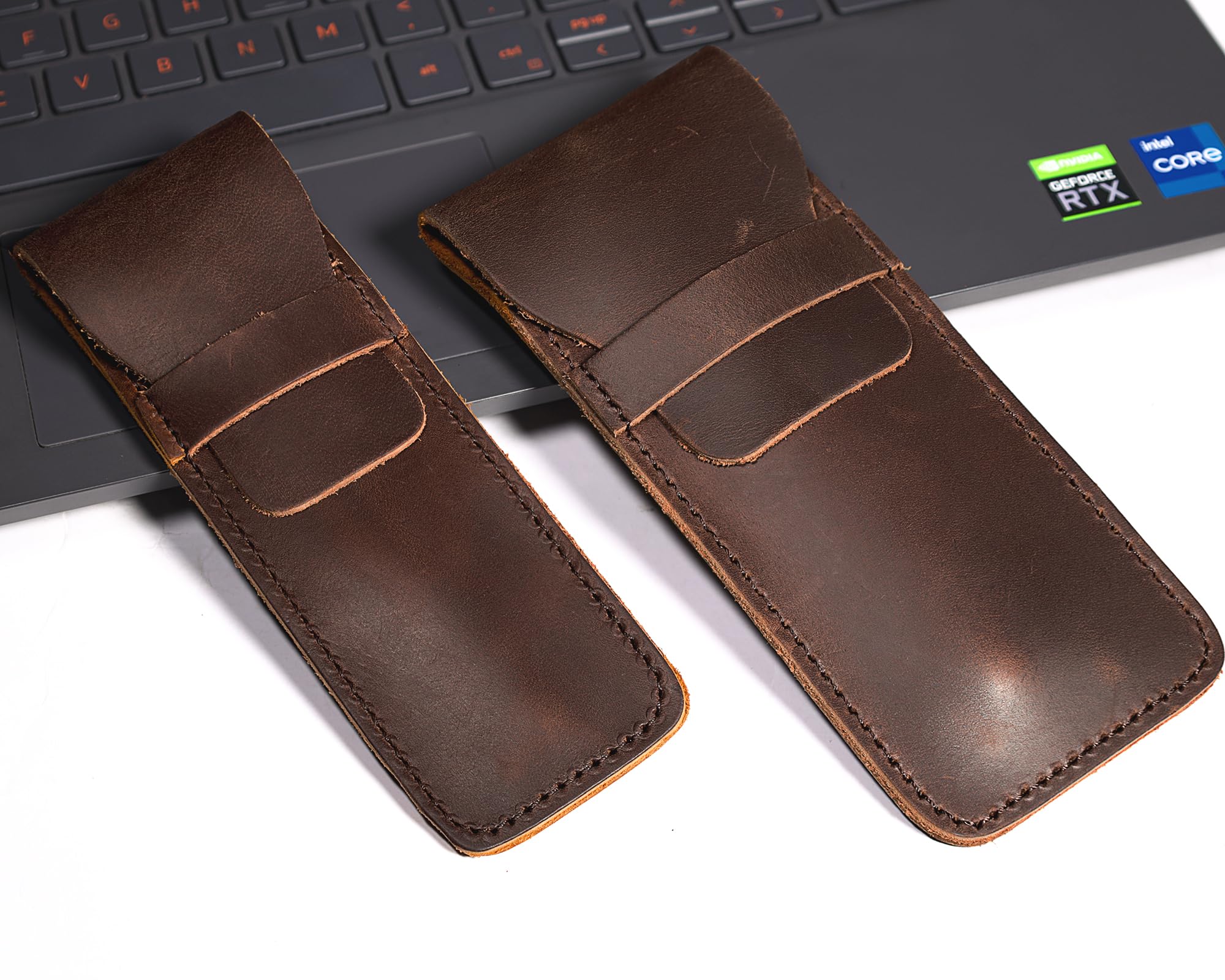 DK86 Genuine Leather Pen Case Holder - Premium Fountain & Multi-Pen Pouch with Protective Sleeve (Small, Coffee Brown) - Perfect for Office, School & Travel Organization