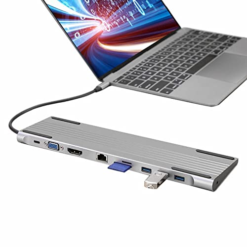 Brensty 10-in-1 USB C Hub Adapter with 4K HDMI, 3 USB 3.0 Ports, 60W PD Charging, SD/TF Card Slots - Universal USB C Docking Station for MacBook Pro/Air, Dell XPS, HP, Lenovo & More - Perfect for Home Office, Travel & Multi-Monitor Setup