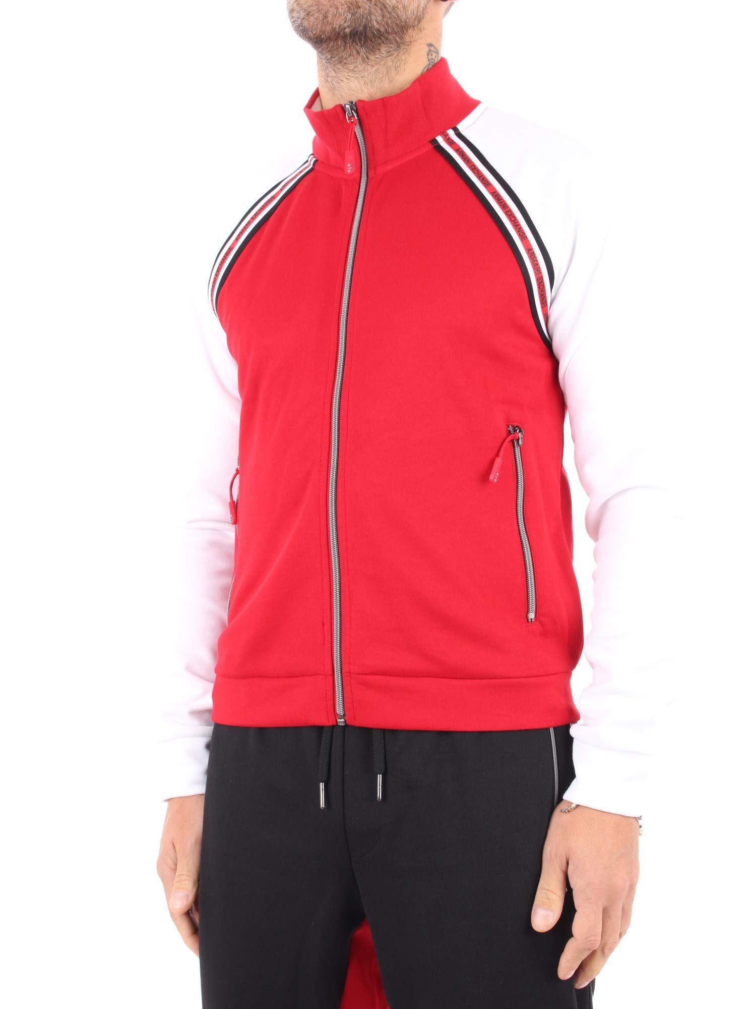 ARMANI EXCHANGE Men's Interlock Double Face Zip-Up Hoodie Sweatshirt | Lightweight Fleece Jacket for Casual Wear & Street Style | Gym, Workout, and Everyday Comfort