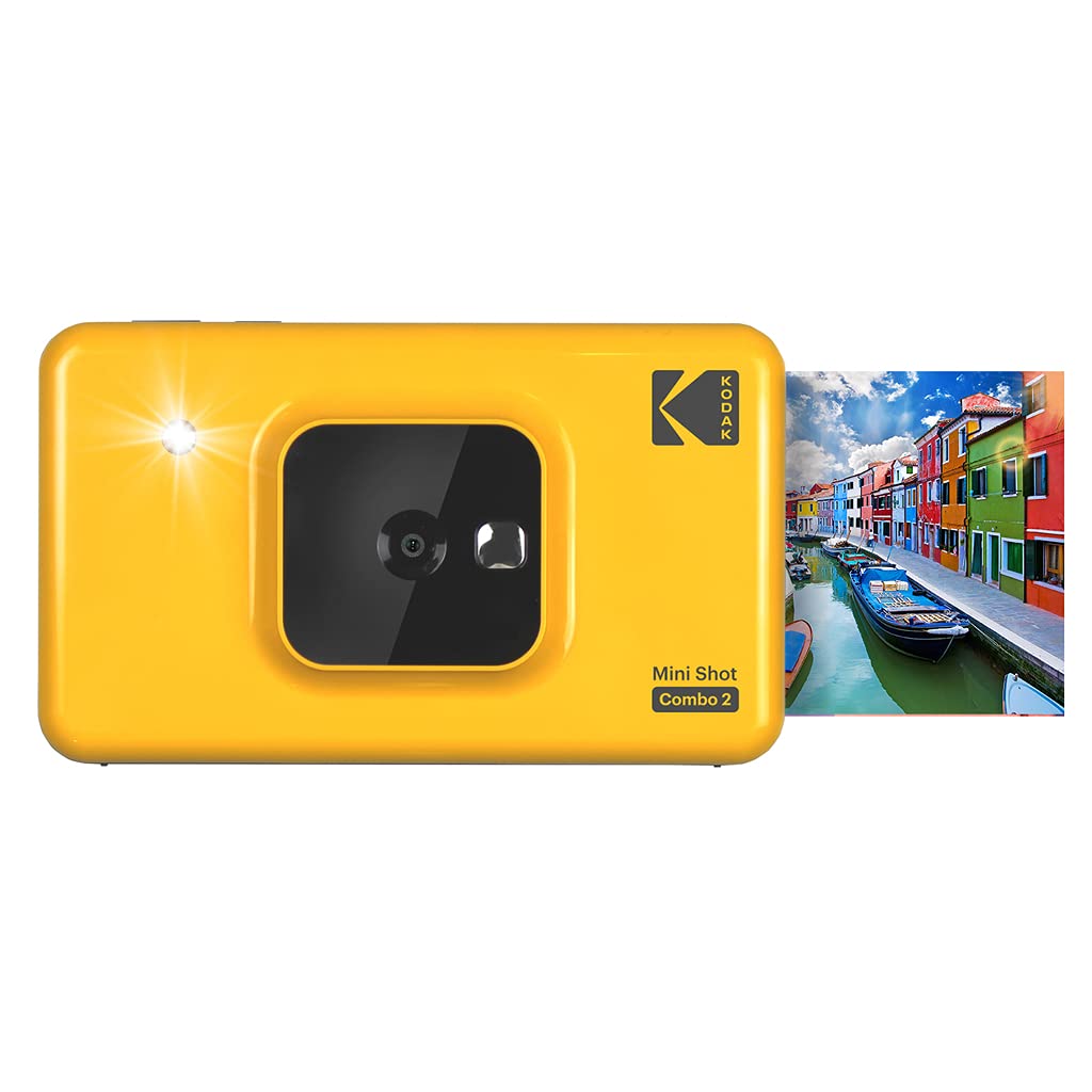 Kodak Mini Shot 2-in-1 Instant Camera & Printer Combo (C210) - Yellow | Portable Photo Printing for Travel, Parties & DIY Scrapbooking