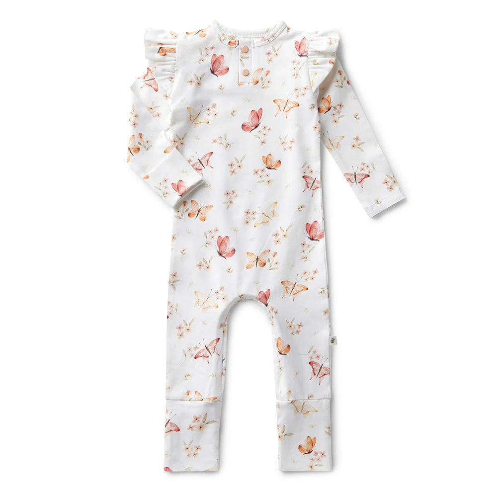 Organic Baby Grow Suit - Snuggle Hunny Butterfly Design | Soft & Comfortable Infant Romper for Newborns & Toddlers | Perfect for Playtime, Nursery & Family Outings