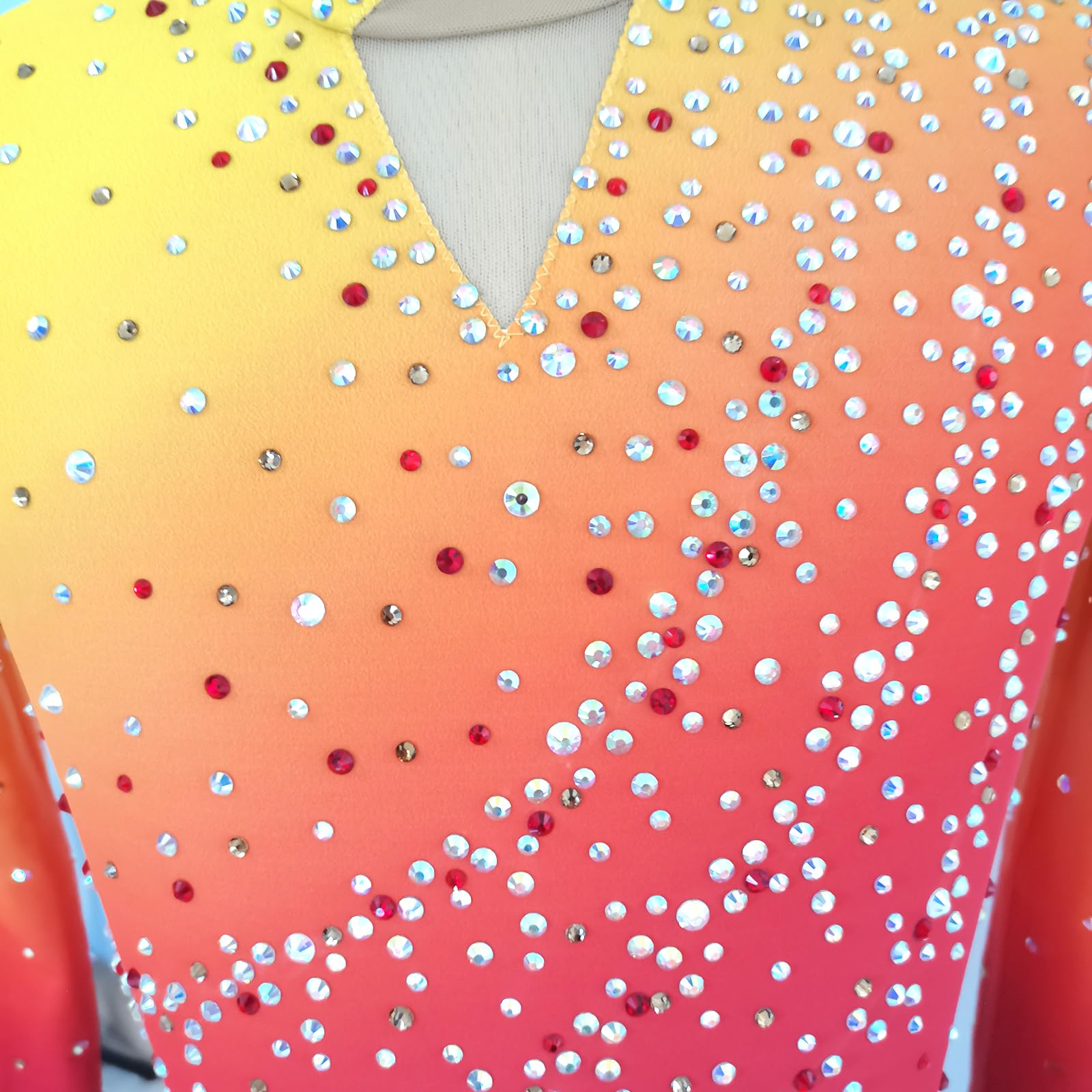 Custom Boys' Red Orange Gradient Figure Skating Dress - Competition & Performance Gymnastics Costume for Kids & Adults - Perfect for Ice Shows, Dance Recitals, and Gymnastics Competitions