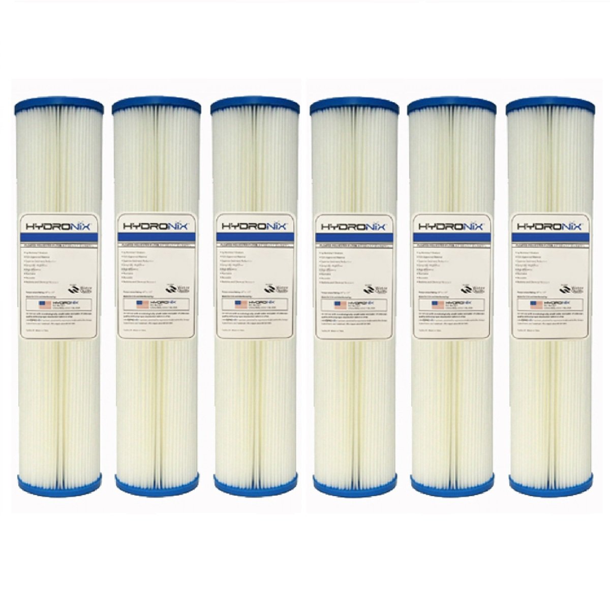 Hydronix SPC-45-2050 50 Micron 20-Inch Whole House Sediment Water Filter 6-Pack | High Efficiency Water Filtration System for Clean Drinking Water, Shower & Appliances