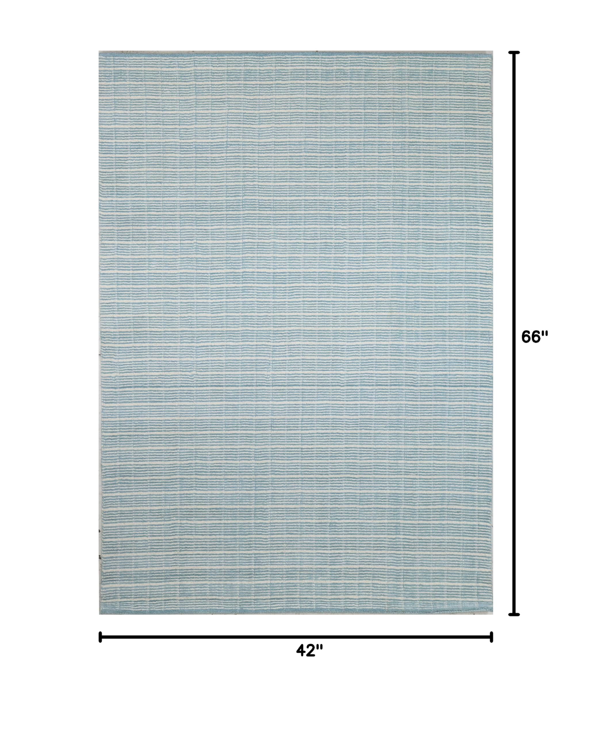 Bashian Collection Luxury Hand Loomed Wool Area Rug - 3.6' x 5.6' Sky/Ivory - Perfect for Entryway, Living Room, Bedroom & Home Décor - Soft & Durable Runner Rug for High Traffic Areas