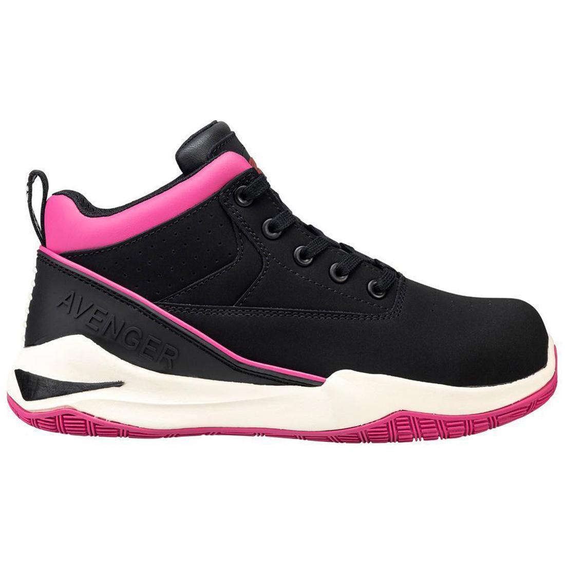 Reaction Women's Aluminum Toe Work Boots - Black & Pink Safety Shoes for Construction, Warehouse & Outdoor Work | Lightweight Steel Toe Boots for Women