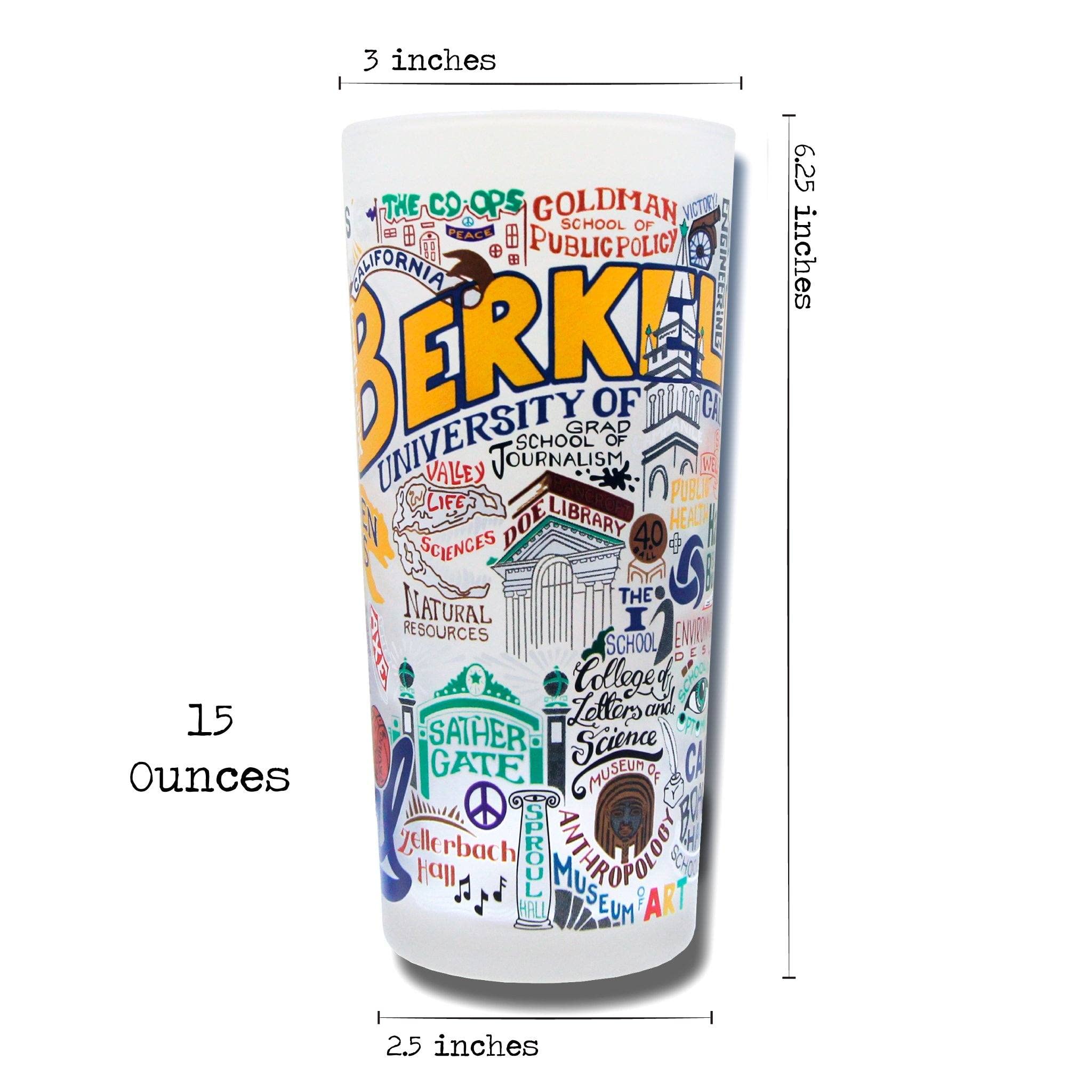 UC Berkeley Glass Cup - 15oz Dishwasher Safe Tumbler for UCB Alumni & Fans, Catstudio Drinking Glass for Kitchen, Office & Home Decor