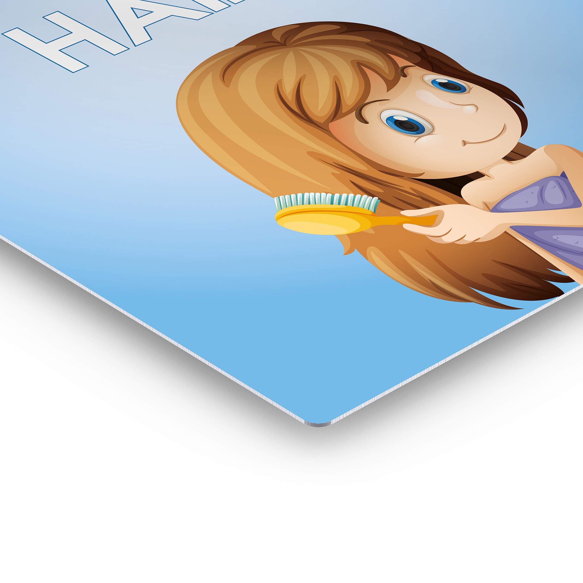 Smile Art Design 'Comb Your Hair' Quote Metal Print - Bathroom Wall Decor for Kids, Nursery & Home - Ready to Hang 30x20 Inches - Made in USA | Perfect for Bathrooms, Bedrooms & Playrooms