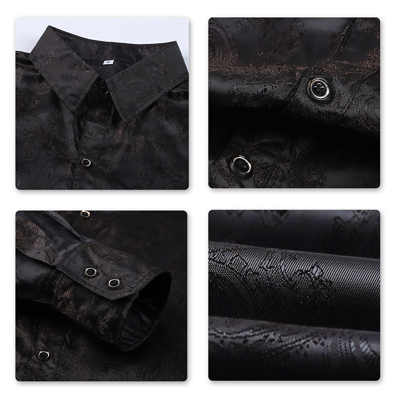 Slim Fit Embroidered Black Paisley Shirt for Men - Stylish Casual & Party Wear - Perfect for Date Nights, Office Outings & Special Occasions