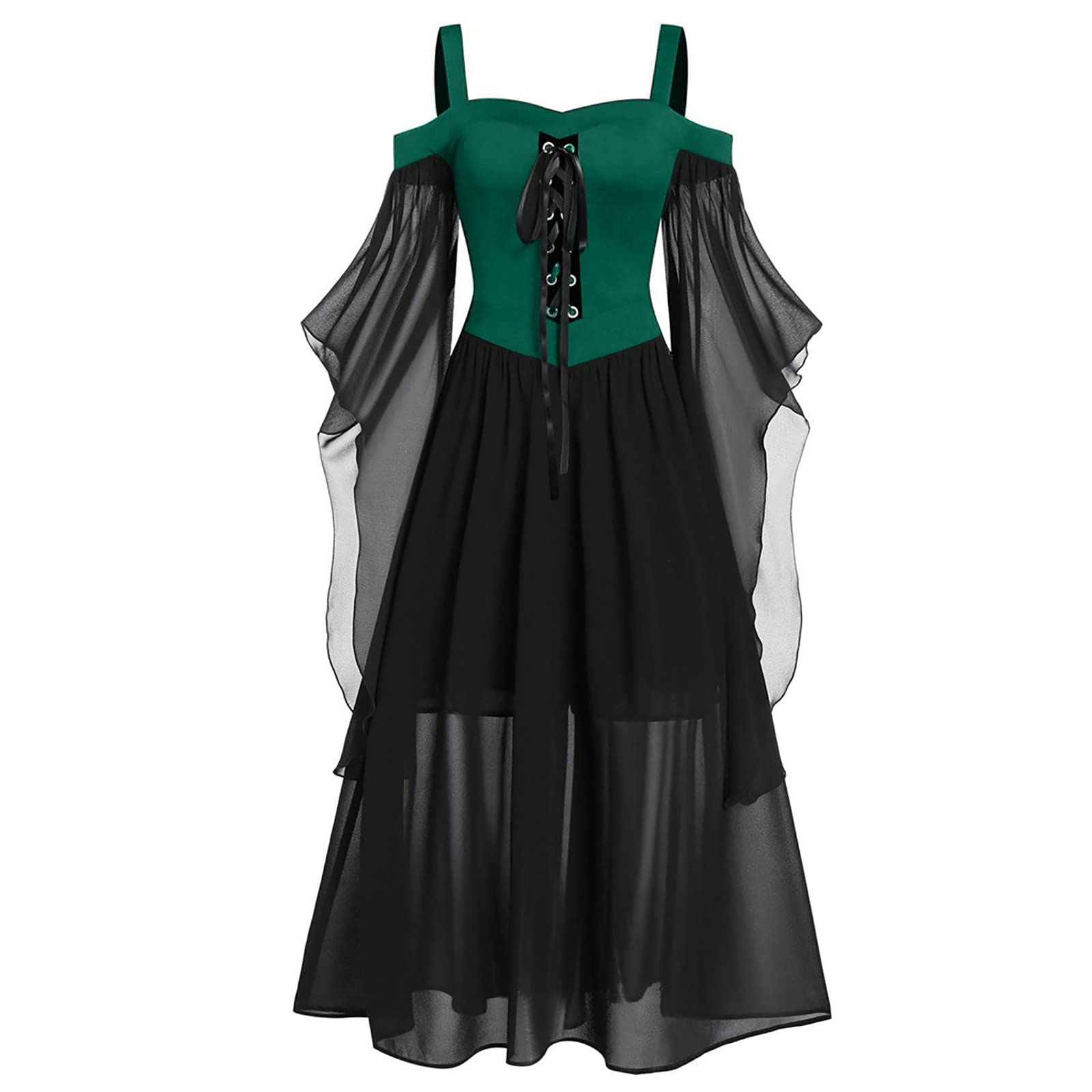 **Vintage Medieval Dress for Women - Gothic Renaissance Halloween Costume with Lace & Bat Sleeves | Perfect for Cosplay, Renaissance Fairs & Themed Parties**