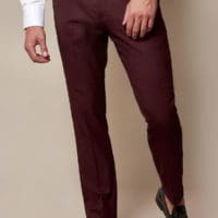 Marc Darcy Danny Wine Tailored Trousers for Men - Slim Fit Dress Pants for Business & Formal Occasions - Office, Wedding & Special Events Attire