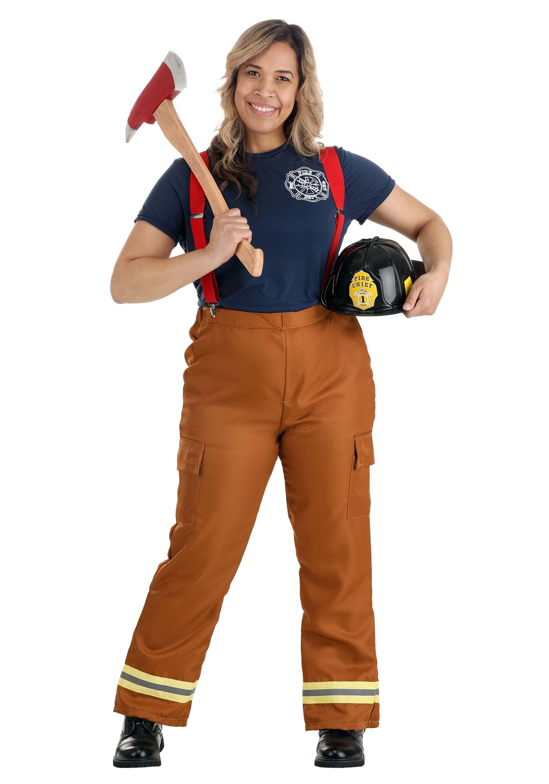 Women's Fire Captain Costume for Halloween & Cosplay – Realistic Firefighter Outfit with Pants & Shirt – Perfect for Parties, Events & Role Play