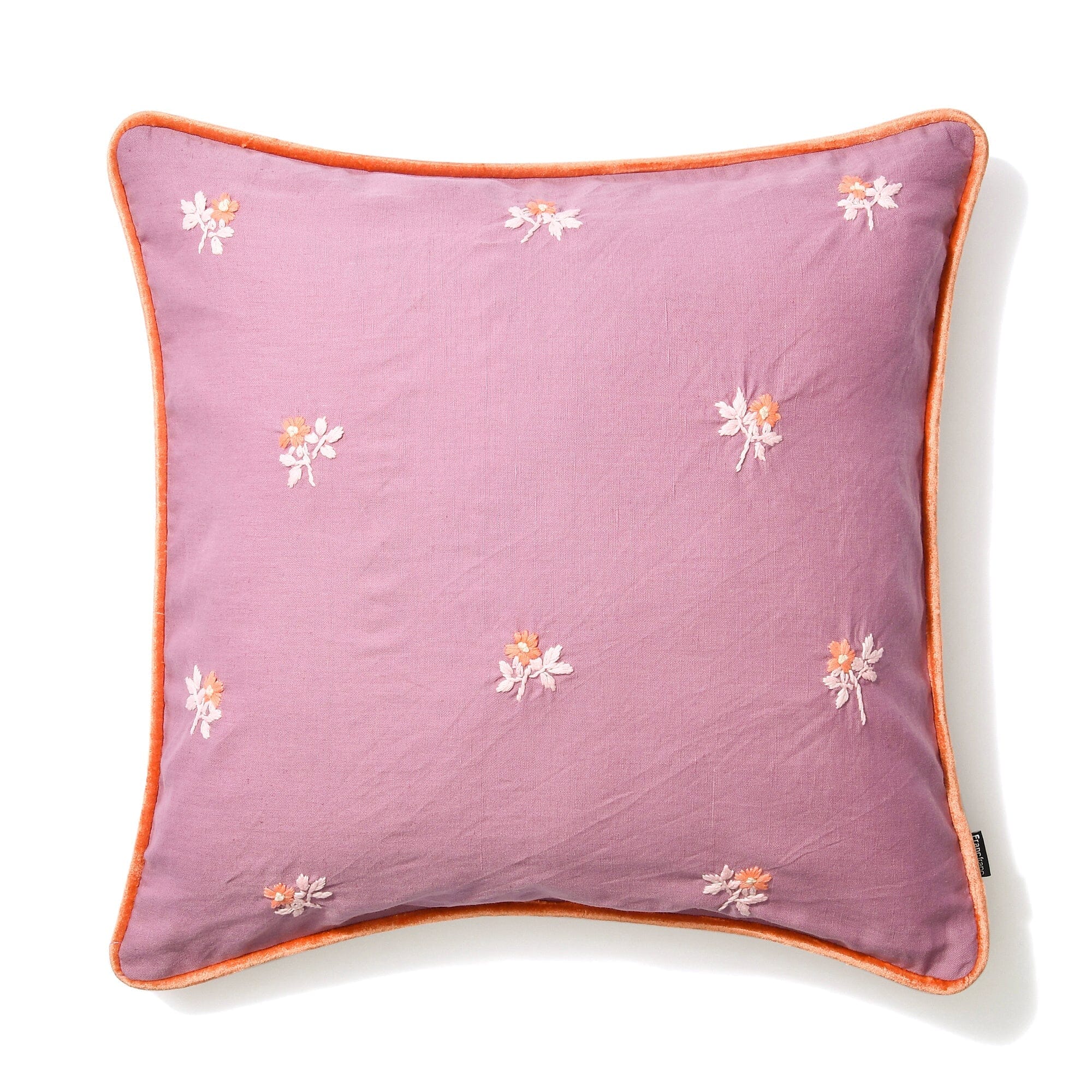 EMB Flower Cushion Cover 18x18 Inches Purple - Decorative Pillow Case for Sofa, Bed, Chair - Soft & Stylish Home Decor Accessory