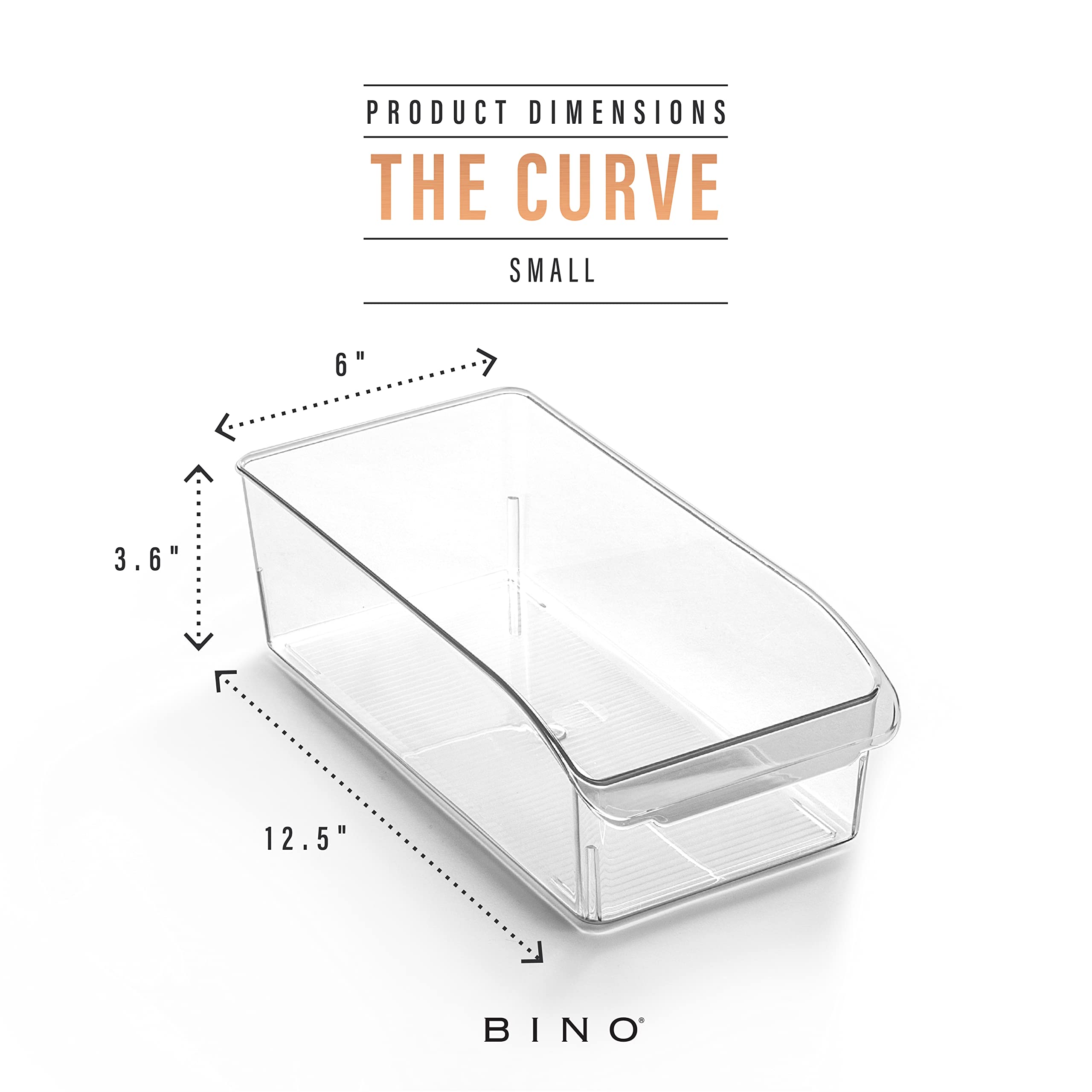 BINO Plastic Storage Bins Small - The Curve Collection | Multi-Purpose Organizer Bins for Kitchen, Pantry & Home | Space-Saving Fridge & Cabinet Storage Containers | Perfect for Food, Toys & Office Supplies Organization