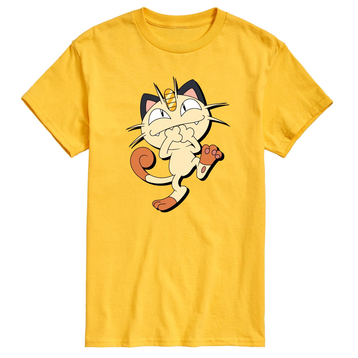 HYBRID APPAREL Men's Pokémon Meowth Shadow Graphic T-Shirt - Short Sleeve Cotton Tee for Casual Wear, Gaming Events & Anime Conventions