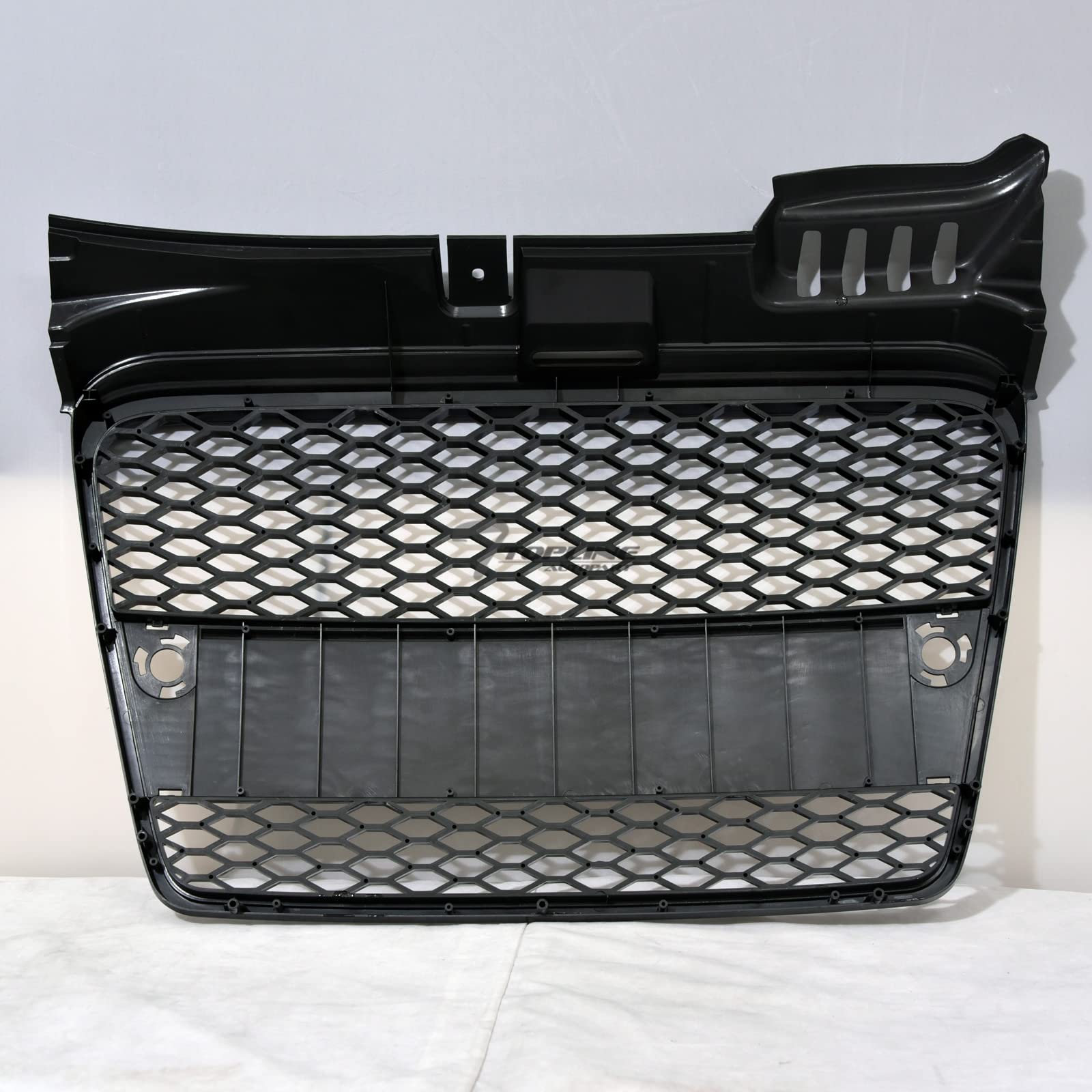Compatible With 2005-2008 Audi A4 B7 RS Honeycomb Mesh Front Bumper Grill - Glossy Black with Emblem Base | Upgrade Your Car's Style for Street Racing & Show Cars