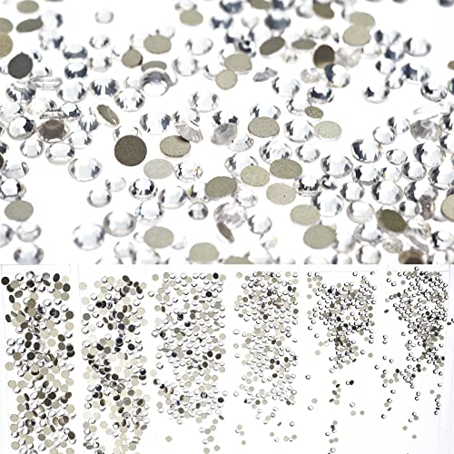 3456PCS Flatback Rhinestones for Nails - Gold, White Glitter 3D Crystal Gems for Acrylic Nails, DIY Nail Art, Jewelry Making & Craft Decorations - Perfect for Manicures, Home Decor & Gift Projects