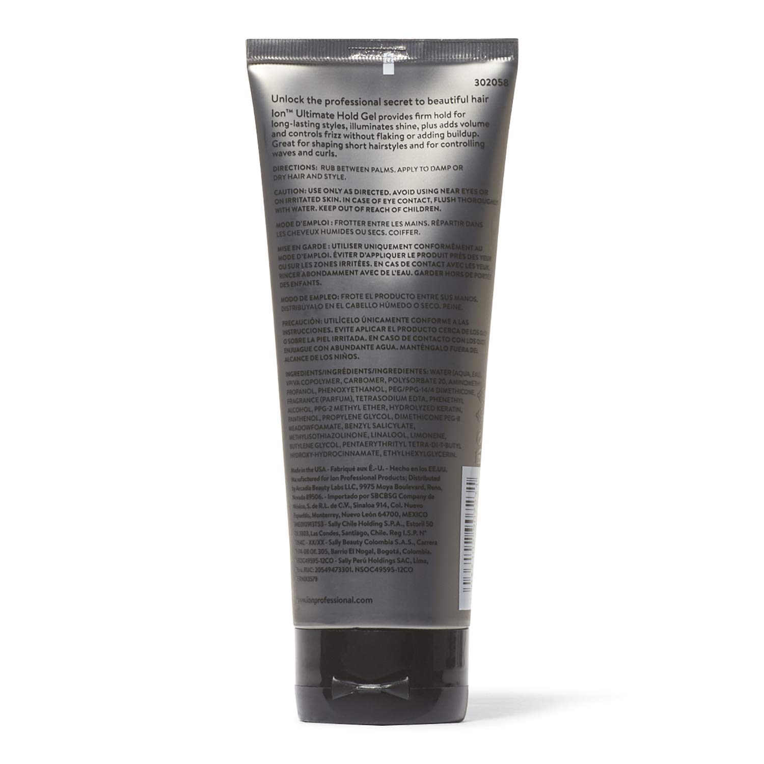 Ion Styling Solutions Ultimate Hold Hair Gel - Firm Hold, No Flaking, Paraben Free, 7.5 oz - Perfect for Curly Hair, Waves & Strong Hold Styling for Men & Women
