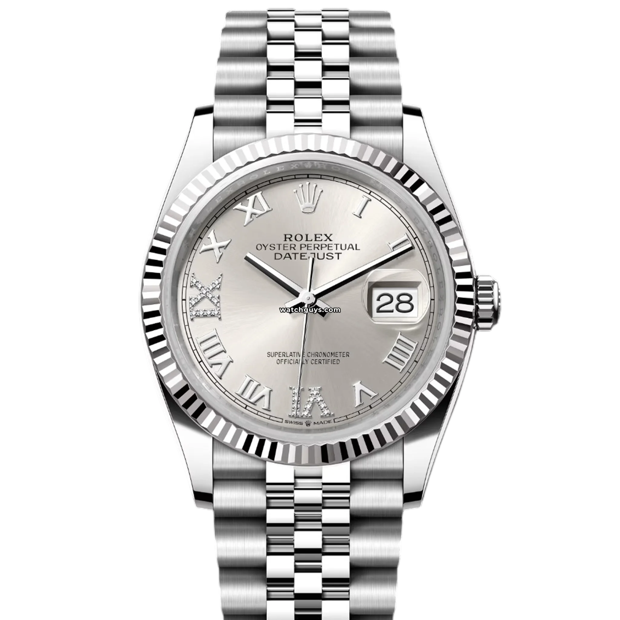 Rolex Datejust 126234 Men's Watch - Silver Dial, Roman Numerals, Diamond Hour Markers - Perfect for Business, Formal Events & Luxury Gifts
