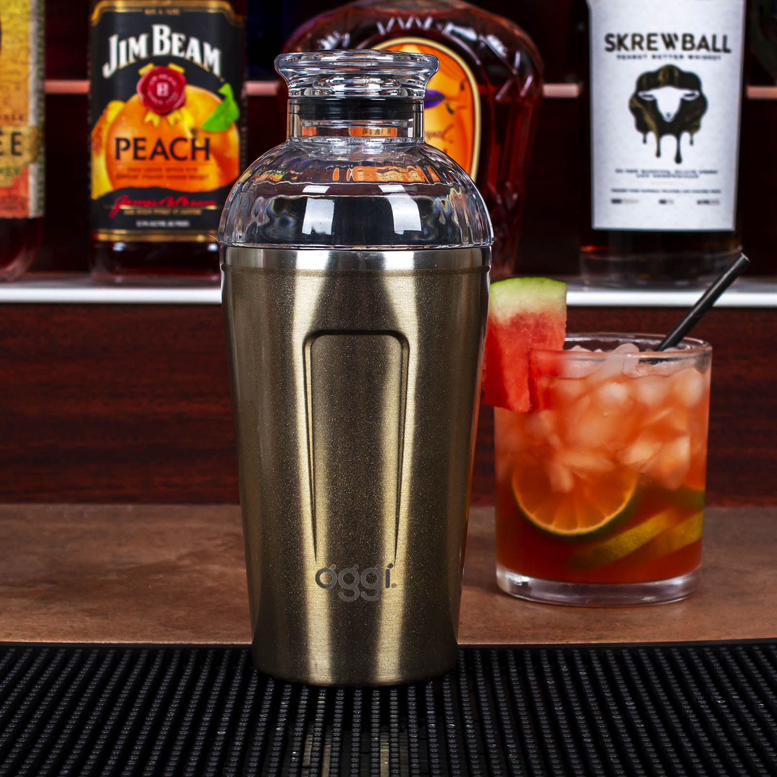 Premium 17oz Double Wall Vacuum Insulated Cocktail Shaker - Gold Sparkle Finish for Bartenders & Home Mixologists | Perfect for Margaritas, Martinis & Cold Brew Coffee
