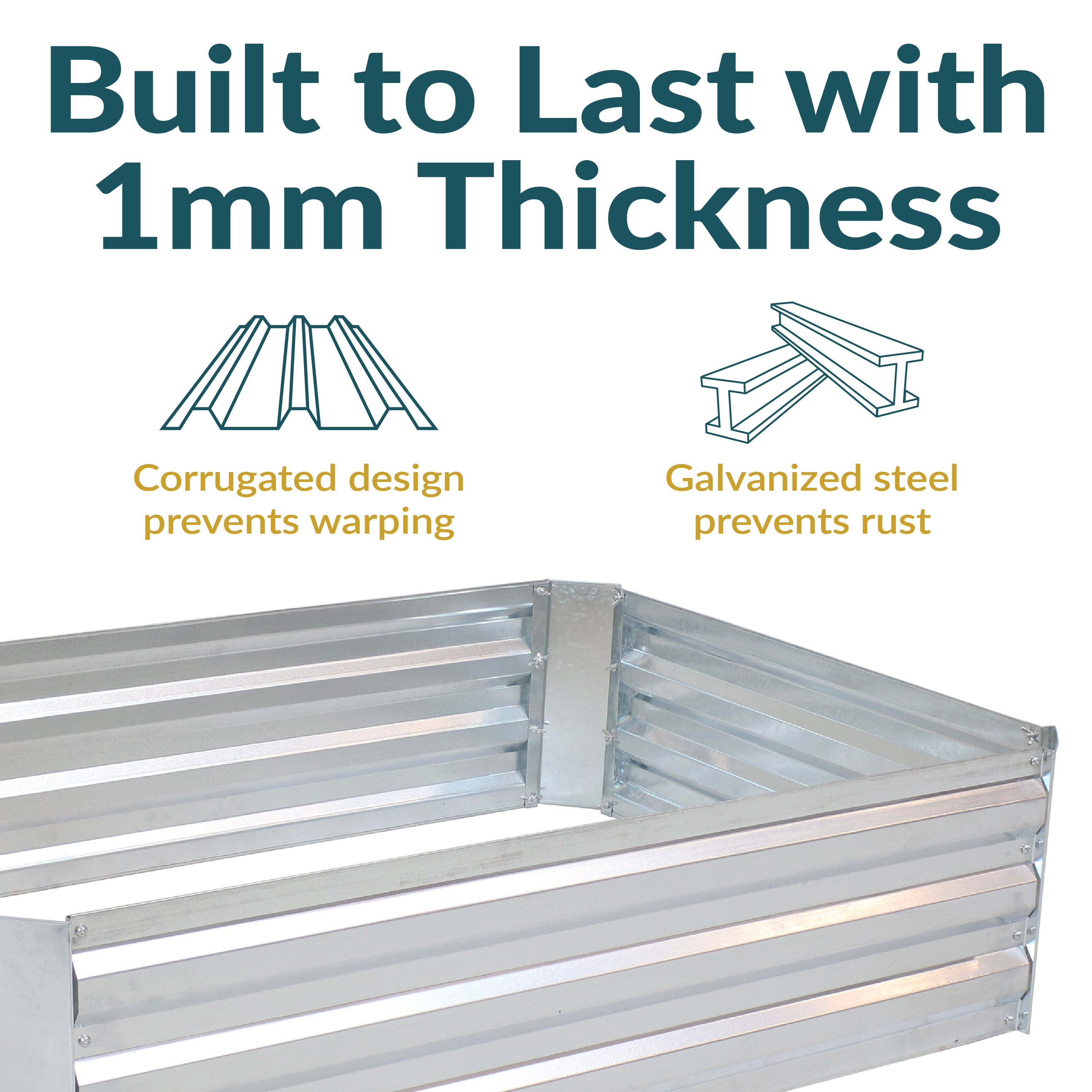 Galvanized Steel Raised Garden Bed - Large Rectangle 47