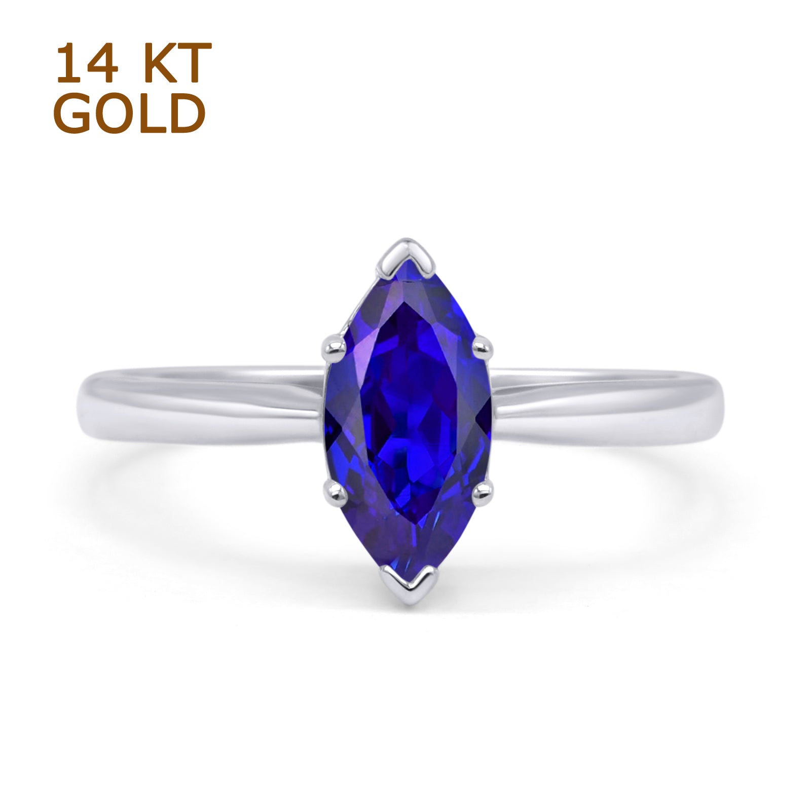 Blue Sapphire CZ 14K White Gold