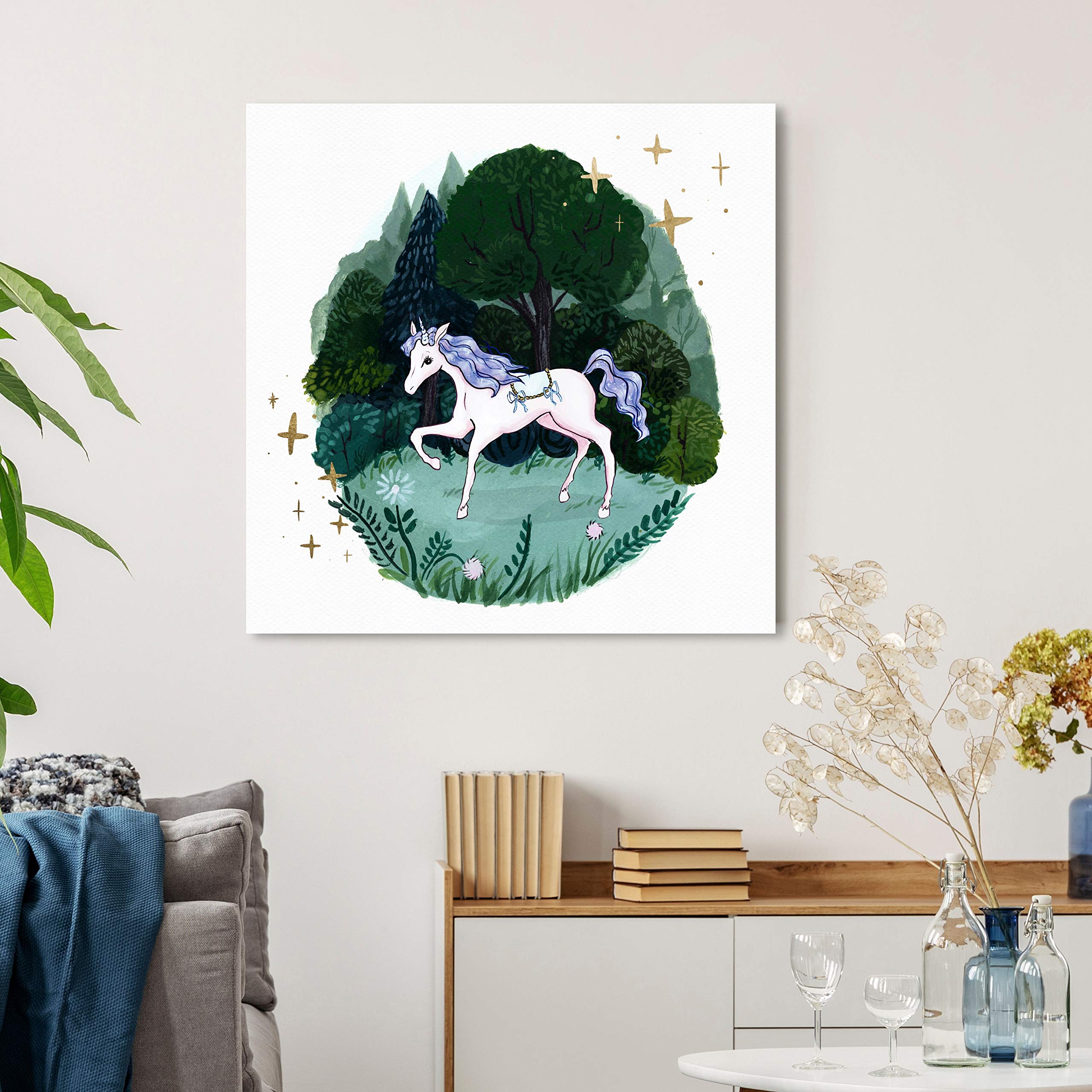 Oliver Gal Artist Co. Magical Forest Fantasy Wall Art Canvas Print - 24x24 Inches, Purple & Green Home Décor - Perfect for Living Room, Bedroom & Office Decor