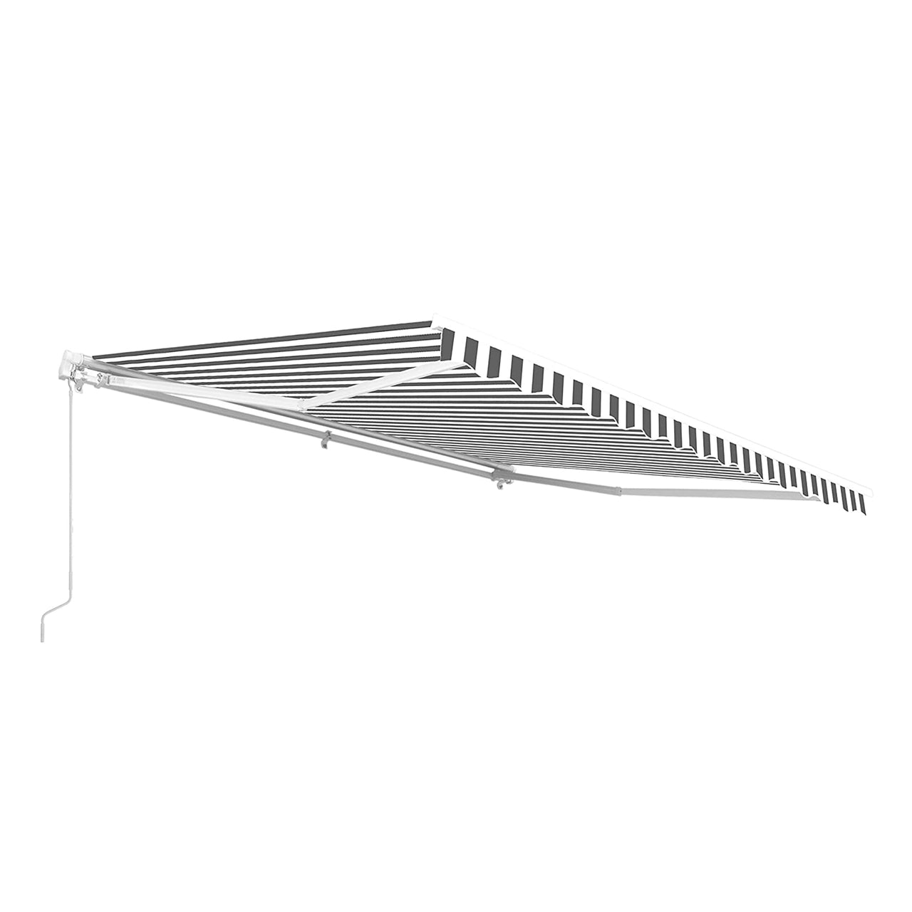 Aleko 20x10 Feet Motorized Retractable Patio Awning - White Frame with Gray & White Stripes for Outdoor Shade & Relaxation