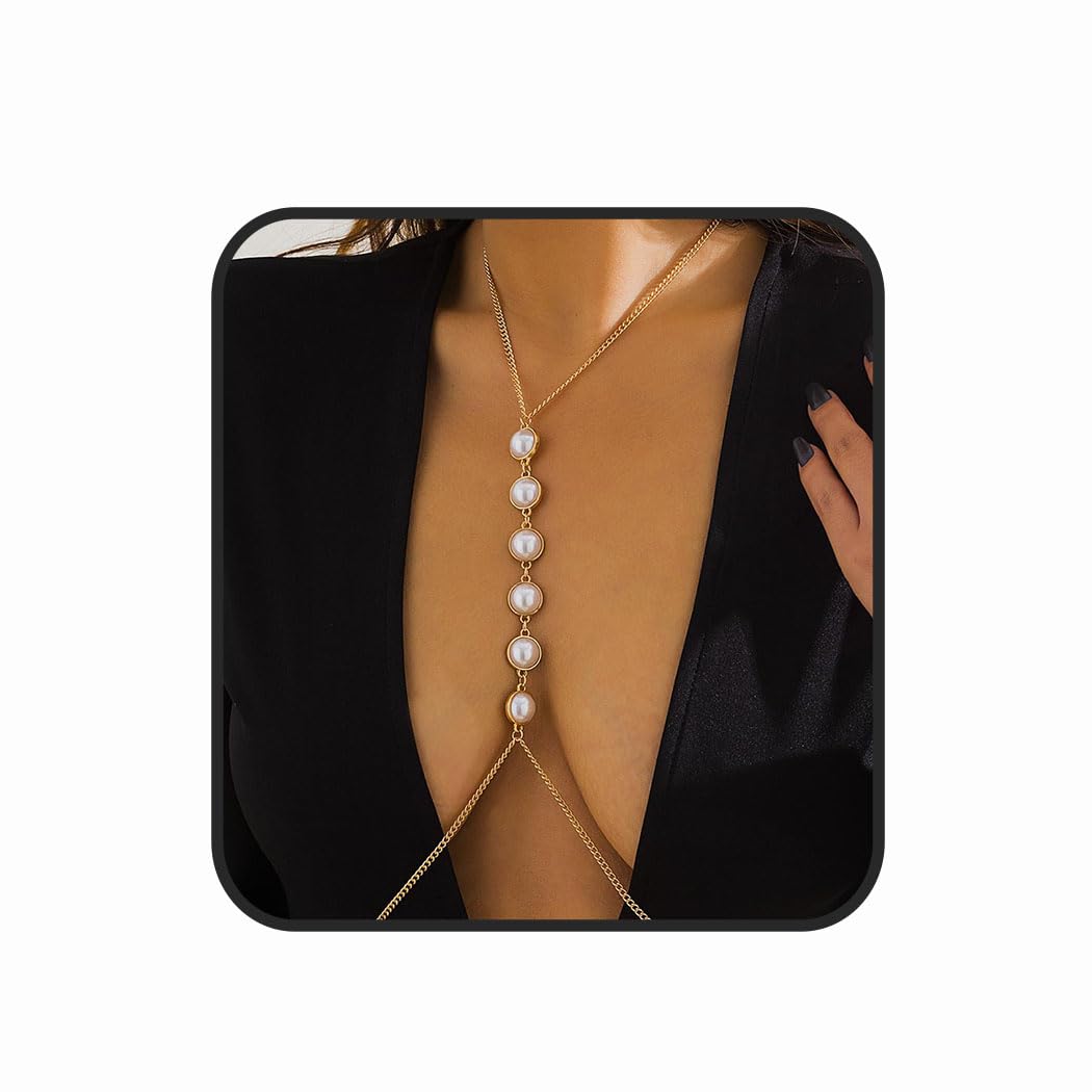 Sexy Rhinestone & Pearl Layered Body Chain for Women - Waist Belly Chain, Bikini Accessory for Beach, Pool Party & Festival | Elegant Body Jewelry for Summer Outfits
