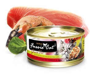 Fussie Cat Premium Grain-Free Wet Cat Food - 12 Pack Variety (Tuna Chicken, Tuna Salmon, Ocean Fish) 2.82oz Cans - High Protein, Natural Ingredients for Adult & Senior Cats - Perfect for Mealtime, Travel & Picky Eaters