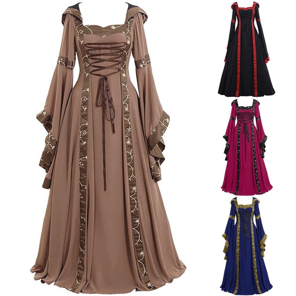 Vintage Renaissance Corset Dress for Women - Floor Length Medieval Gown - Perfect for Cosplay, Halloween, and Renaissance Fairs