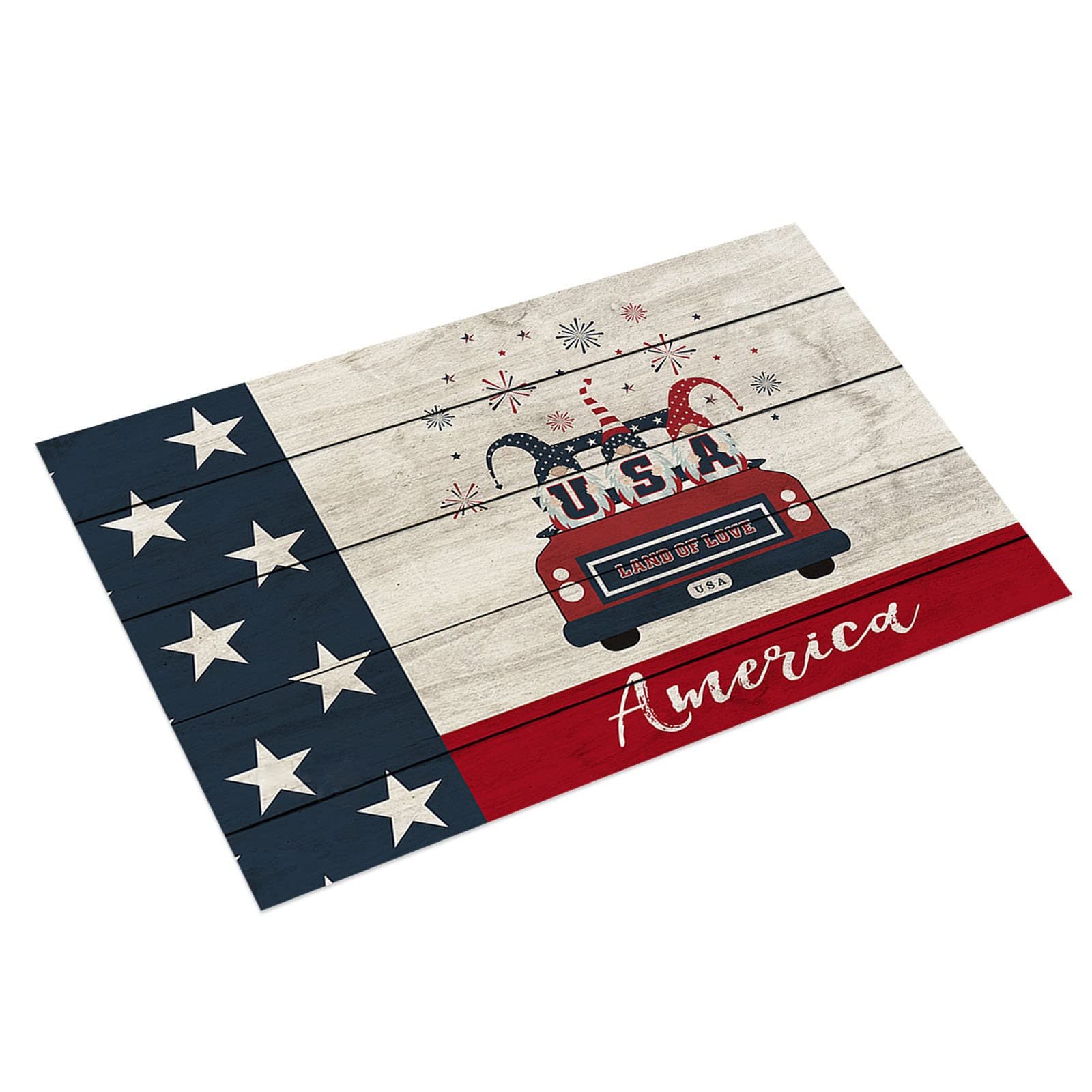 American Flag Non-Slip Floor Mat - Patriotic Independence Day Decor for Home, Living Room, Bathroom & Front Door - USA-Themed Dog Throw Blanket & Housewarming Gift for Women (Size C, One Size) - Perfect for 4th of July Celebrations, Front Porch Decor & Pet Comfort