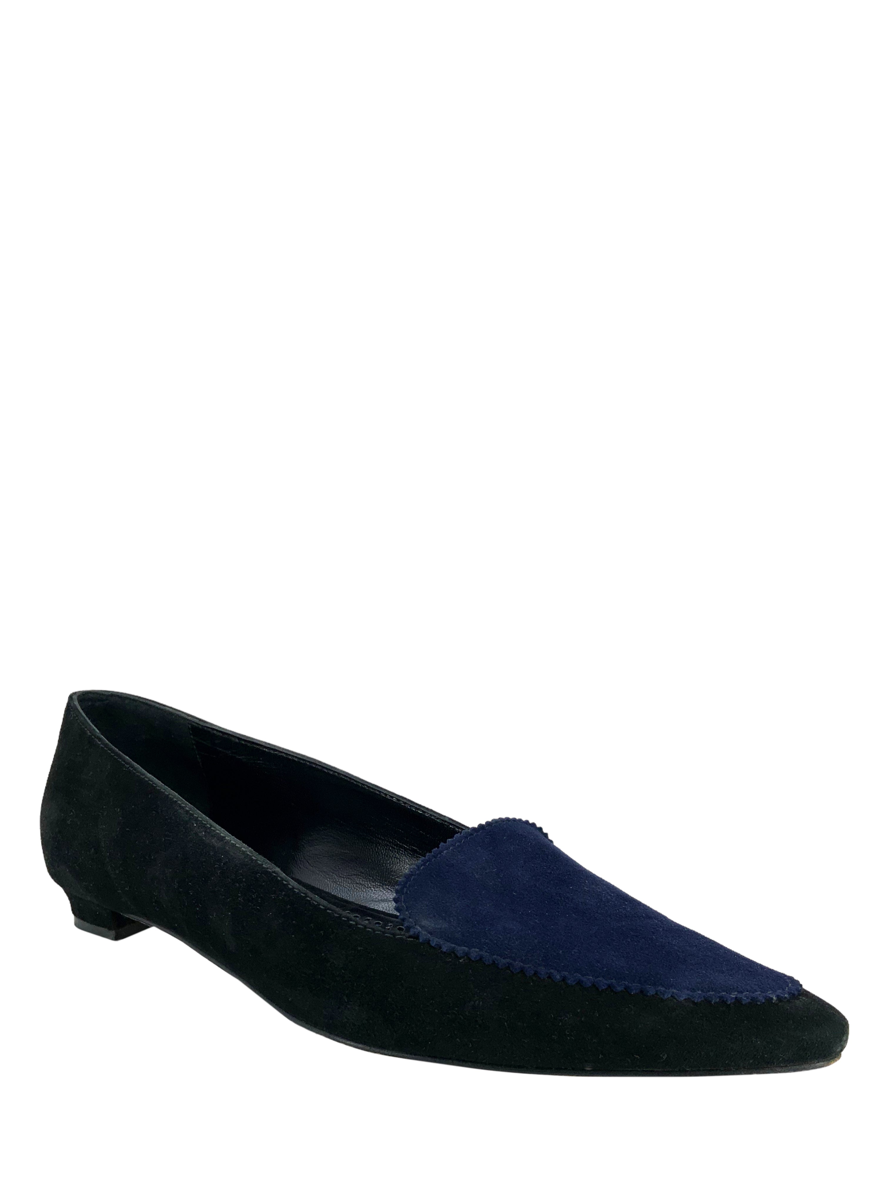 Manolo Blahnik Bicolor Suede Pointed Toe Ballet Flats - Women's Size 8 | Comfortable & Elegant Shoes for Work, Date Night & Special Occasions
