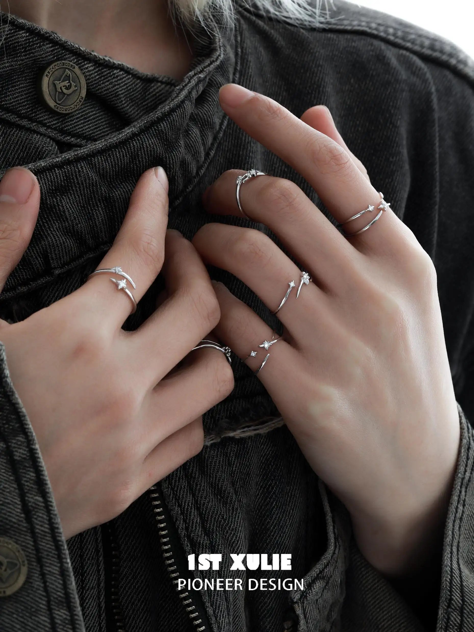 S925 Sterling Silver Irregular Twisted Adjustable Ring Set for Women - Elegant Stackable Boho Jewelry for Everyday Wear & Special Occasions