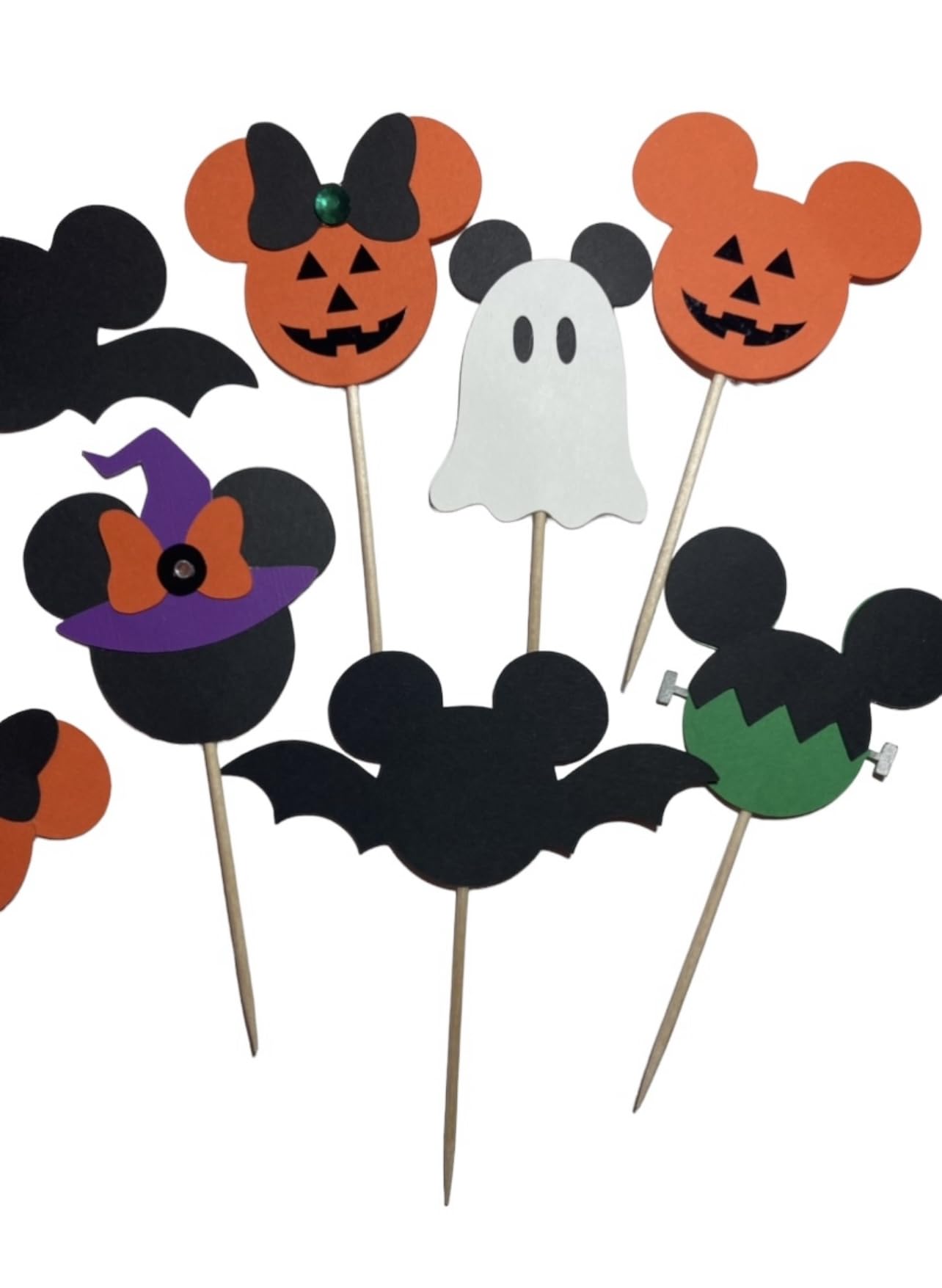 Halloween Mickey and Minnie Mouse Cupcake Toppers - 24pcs Cute Disney-Inspired Decorations for Halloween Party, Birthday Cakes, and Baking Supplies | Perfect for Cupcakes, Cookies, and Dessert Decorating
