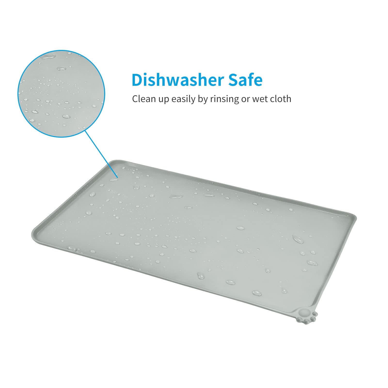 AUDWUD Non-Slip Silicone Pet Feeding Mat - Waterproof Dog Bowl Placemat for Food & Water - Perfect for Messy Eaters, Kitchen Floor Protection & Easy Cleaning