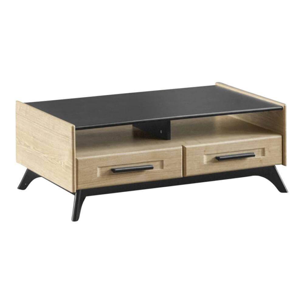 Modern Memphis Coffee Table - 43 Inch Round Wooden Living Room Table, Mid-Century Design with Storage Shelf - Perfect for Living Room, Lounge, or Office Decor
