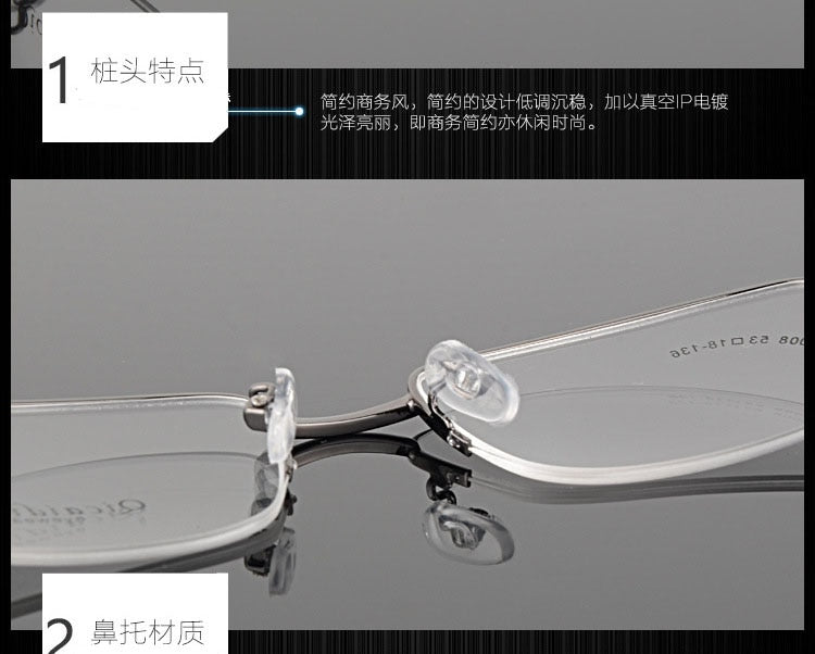 Bclear Men's Semi-Rim Square Alloy Eyeglasses - Lightweight Metal Frame Glasses for Men - Perfect for Office, Reading & Everyday Use (2008 Collection)