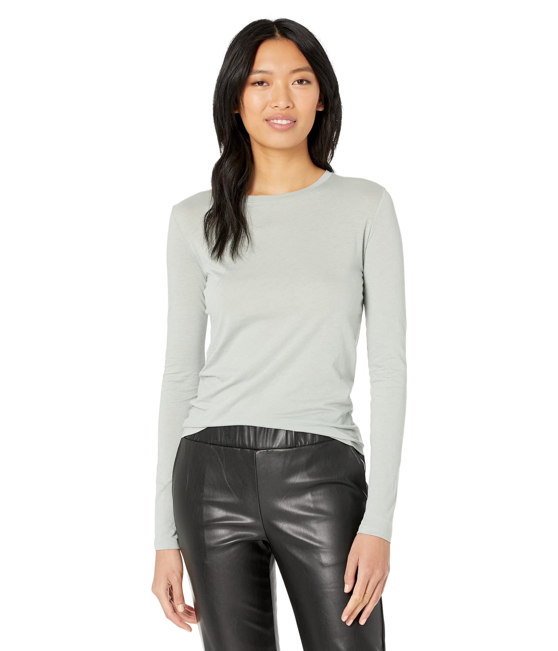 Vince Women's Essential Long Sleeve Crewneck T-Shirt - Soft Cotton Casual Top for Everyday Wear, Work & Layering