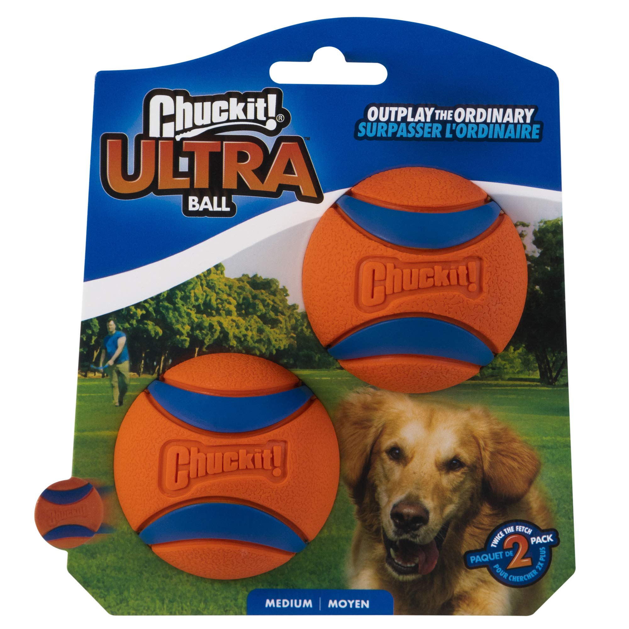 Chuckit! Kick Fetch Ball & Ultra Ball Dog Toy Set - 8 Inch and 2.5 Inch Durable Rubber Dog Balls for Outdoor Play, Training, and Interactive Fetch Games