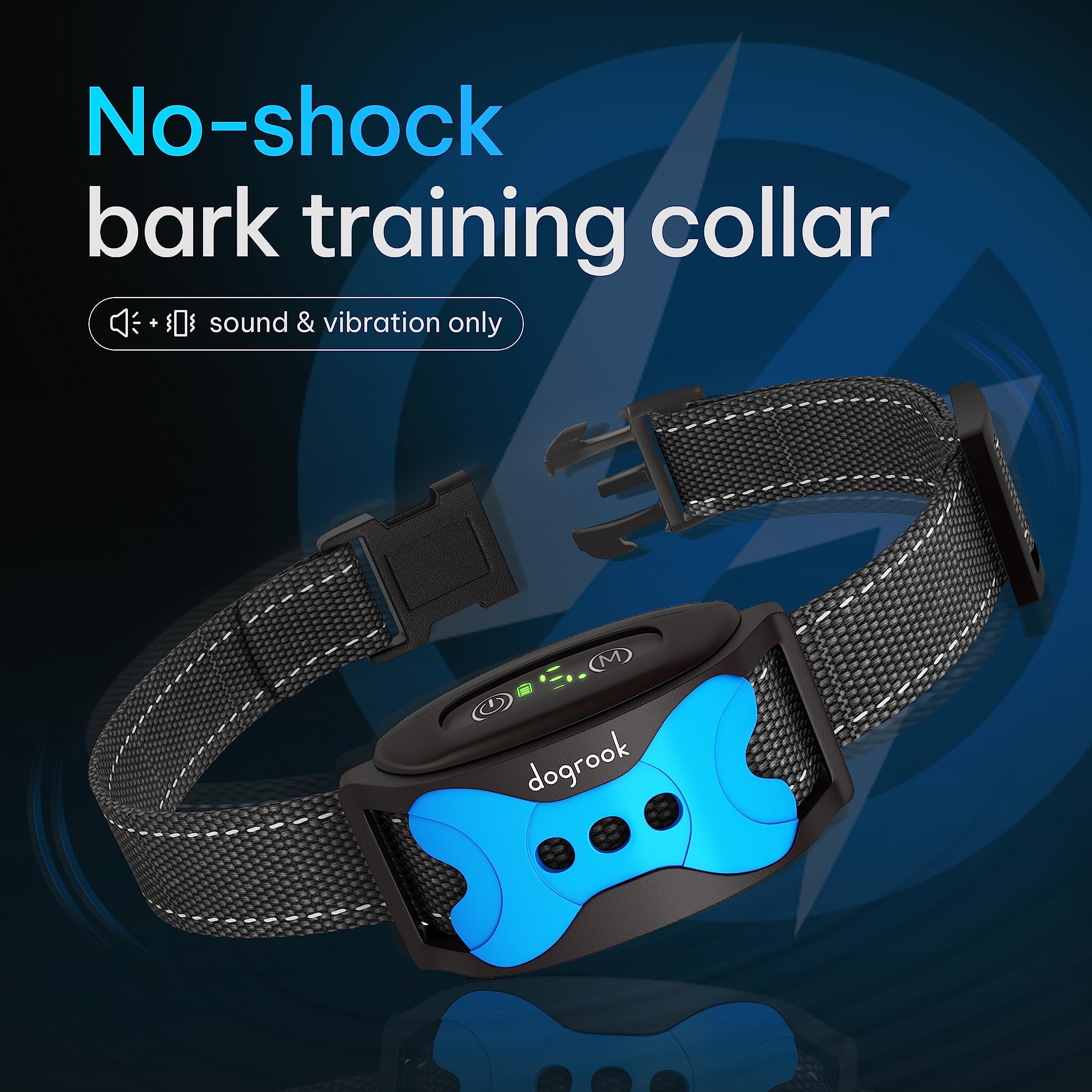Smart No Shock Dog Bark Collar - Rechargeable Anti Bark Training Collar with Beep & Vibration for Small, Medium & Large Dogs (12-110 lbs) - Perfect for Home, Yard & Travel Use