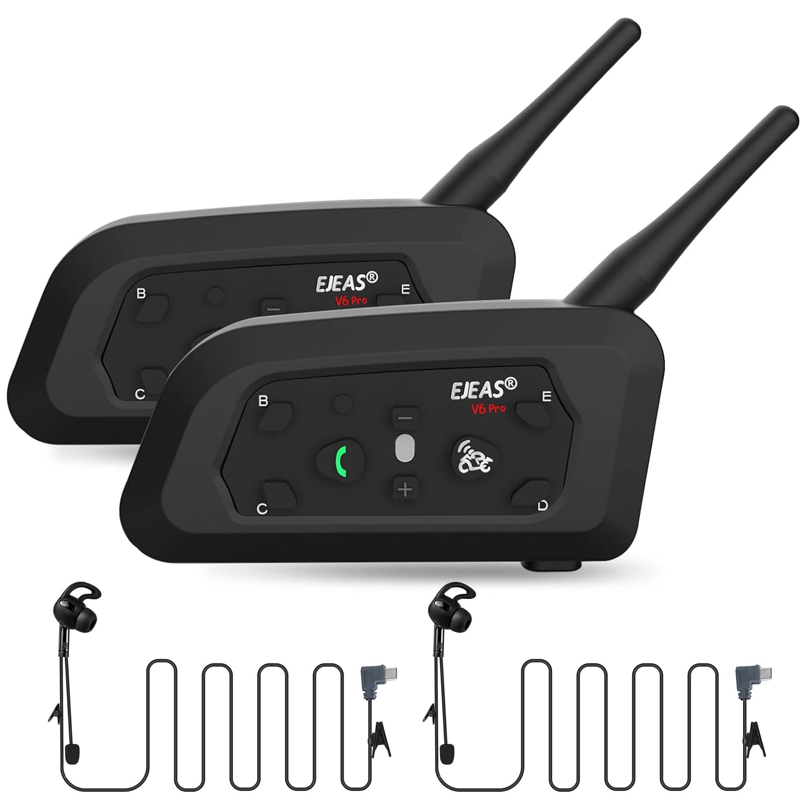 EJEAS V6C Referee Bluetooth Intercom - 2-Way 1200M Professional Wireless Headset Communication System with Armband & Right Earpiece for Football, Handball, Basketball & Soccer Referees (2 Pack) - Ideal for Sports Officiating, Coaching & Team Communication