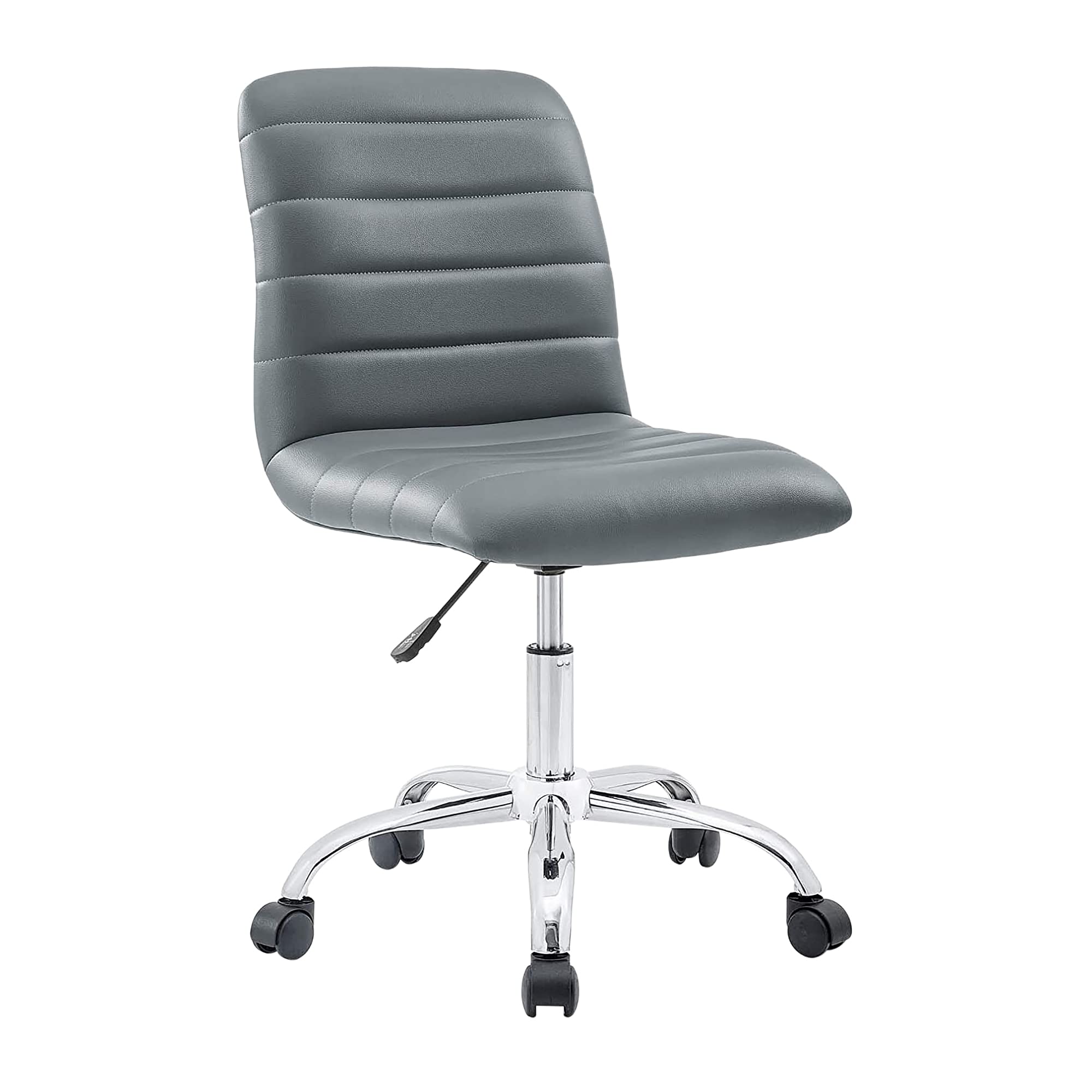 Modway Ripple Ribbed Armless Mid Back Swivel Office Chair - Ergonomic Computer Desk Chair in Gray for Home & Office Workspace