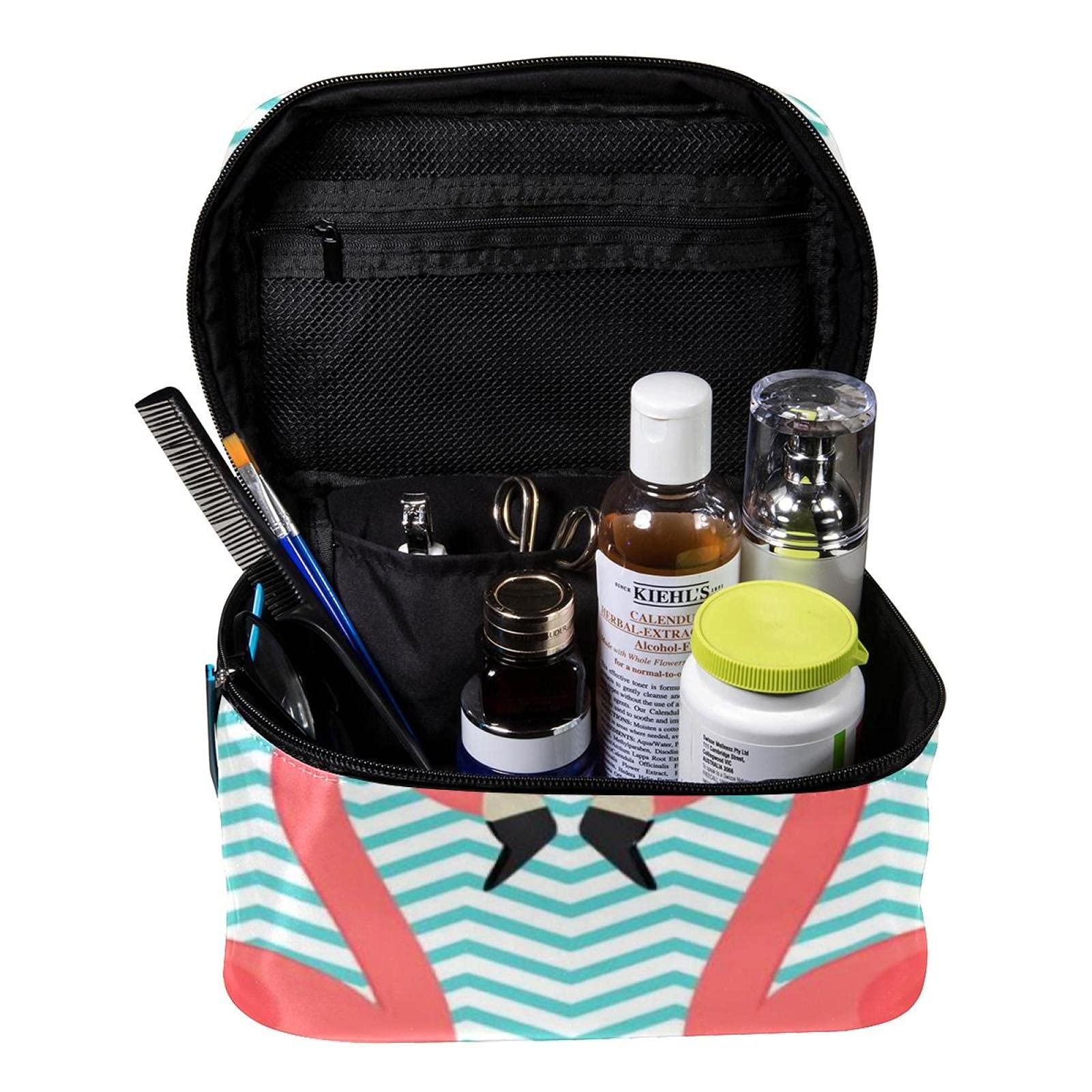 Stylish Tropical Flamingo Print Large Travel Makeup Bag - Waterproof Cosmetic Organizer with Zipper for Women & Girls | Perfect for Vacations, Beach Trips & Gym Essentials