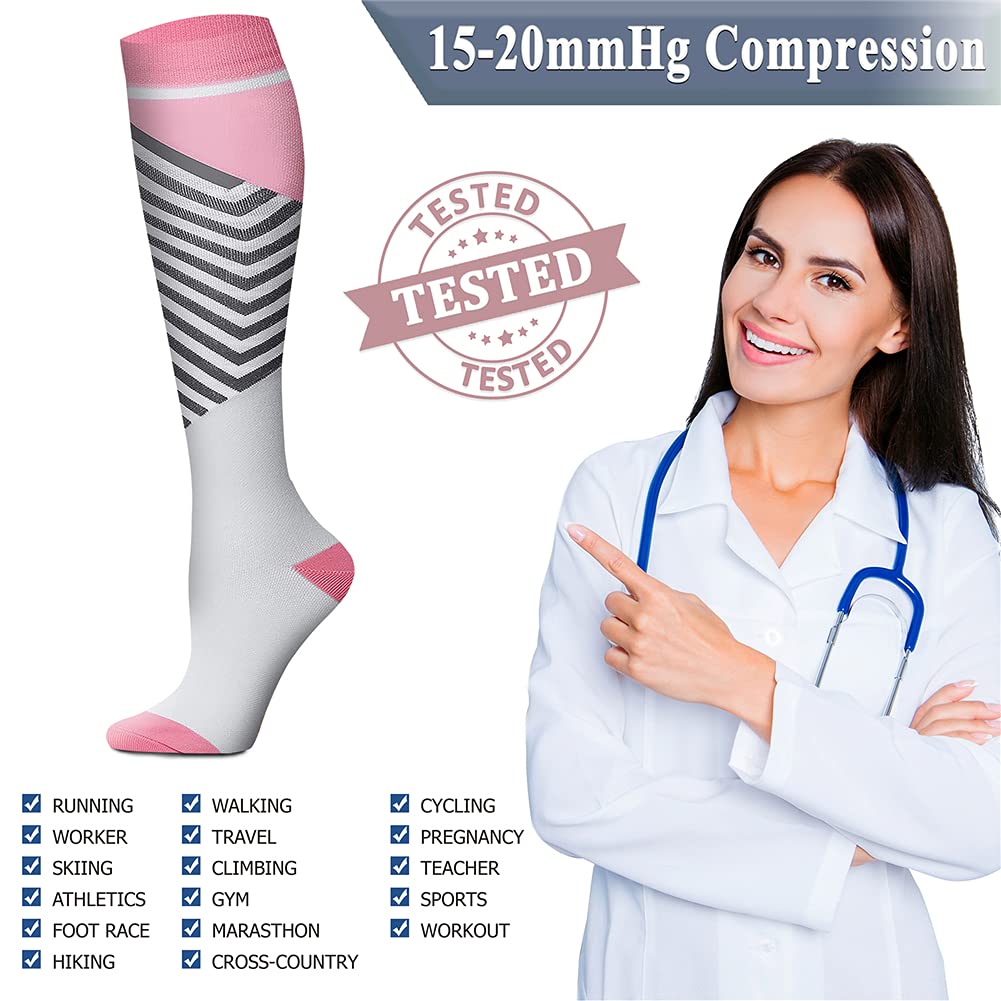 QUXIANG Copper Compression Socks for Women & Men (8 Pairs) - 15-20 mmHg Graduated Support - Best for Running, Cycling & Athletic Performance - Improve Blood Circulation & Reduce Swelling - Perfect for Travel, Workouts & Recovery