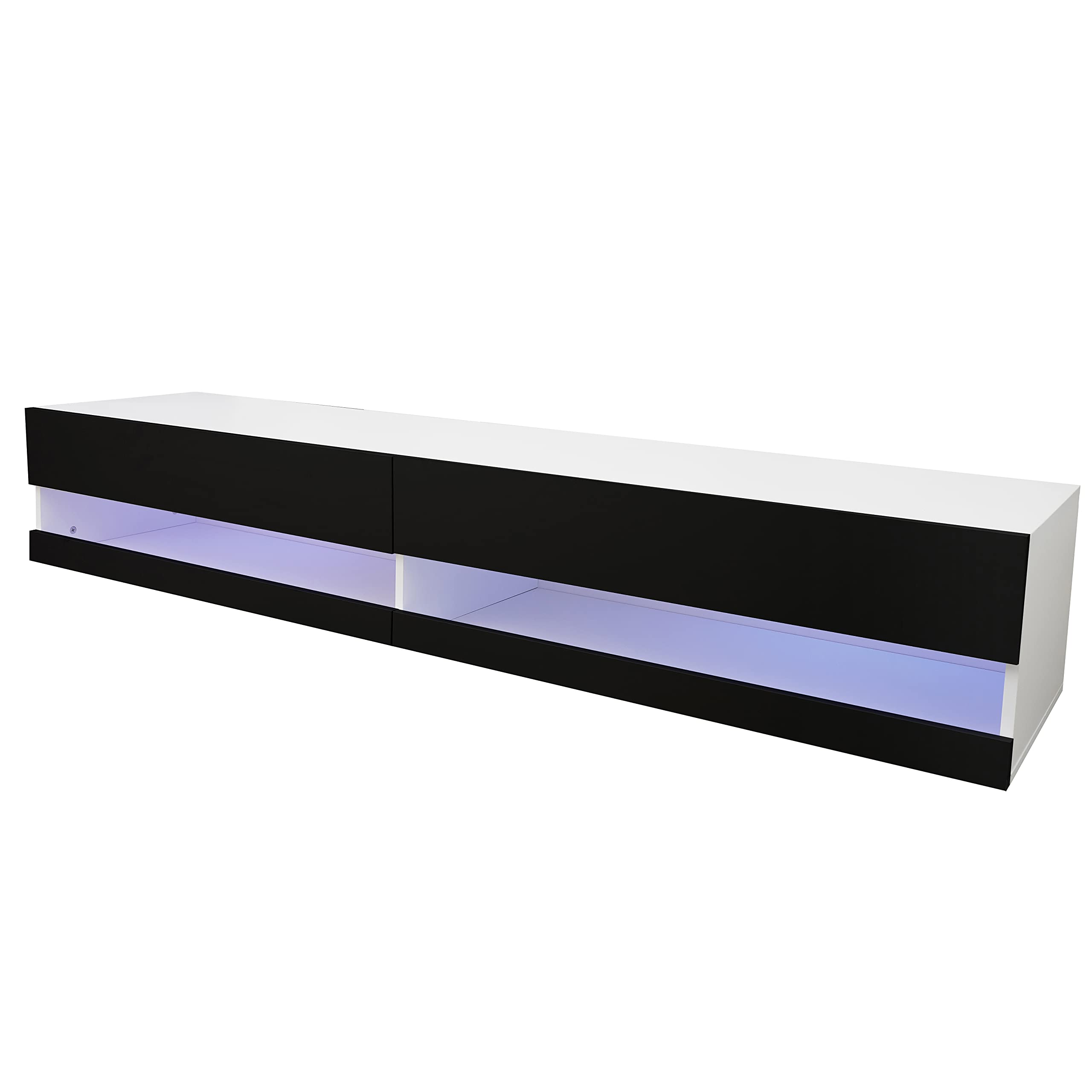 Wall-Mounted Floating TV Stand with 20-Color LED Lights for up to 80