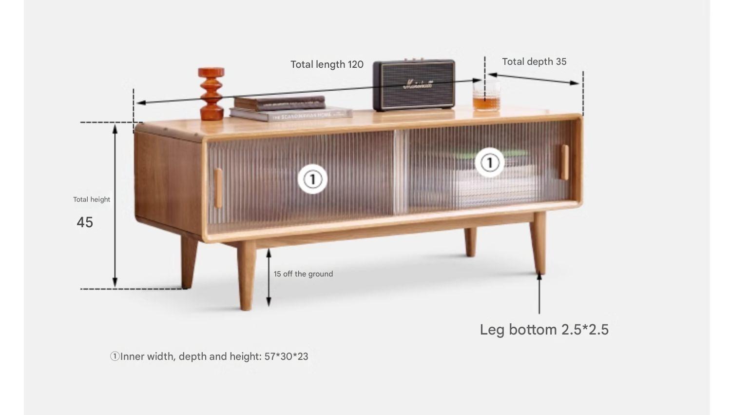 Solid Oak & Beech Wood TV Stand - Modern Entertainment Center for Living Room, Bedroom - Durable & Stylish TV Console with Storage Shelves