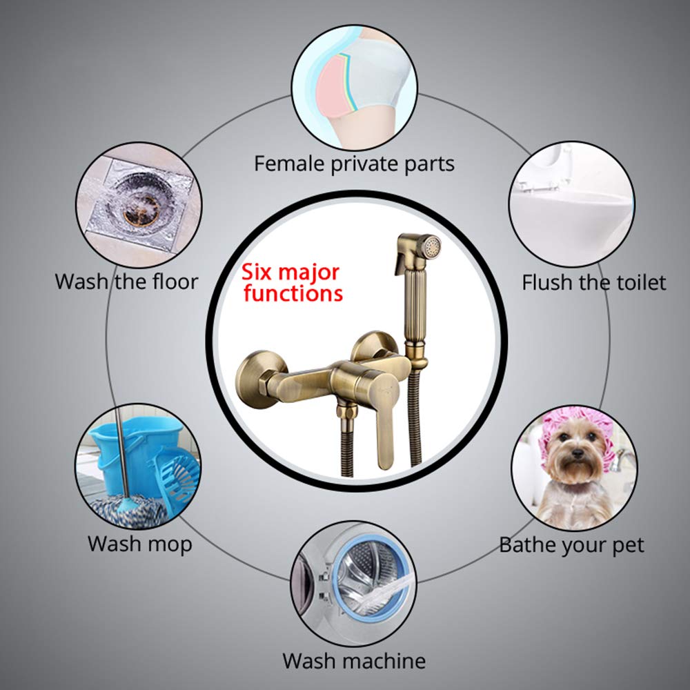 Brass Bidet Sprayer Set - Portable Cloth Diaper Washer & Wall Mounted Shower Sprayer with Single Handle for Toilet Cleaning & Personal Hygiene (Bronze) - Perfect for Bathroom Hygiene, Baby Care & Eco-Friendly Cleaning